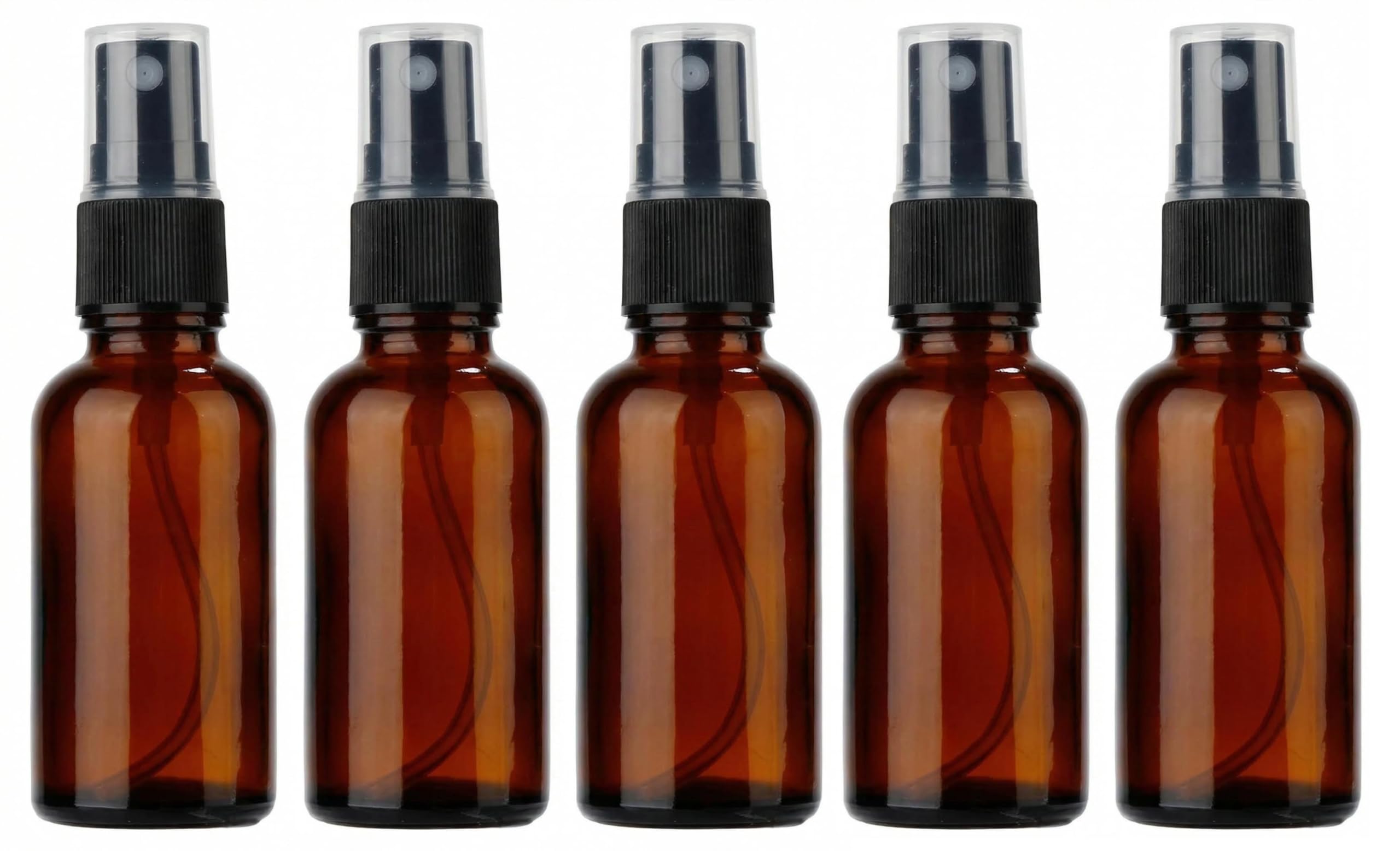 VANTOBEST 5PCS 30ml/1oz Empty Amber Glass Spray Bottles Refillable Fine Mist Spray Bottles Travel Size Container Storage for Ess
