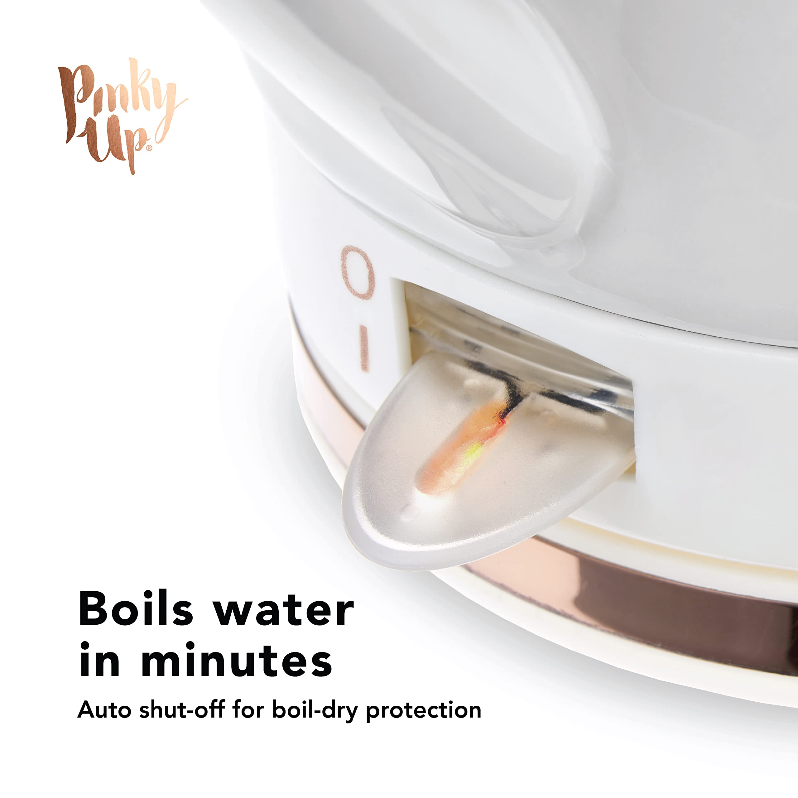 Pink Up Noelle Electric Tea Kettle, Gooseneck Kettle, Hot Water Dispenser, Pour Over Coffee, Automatic Shut Off, Cordless, Elect