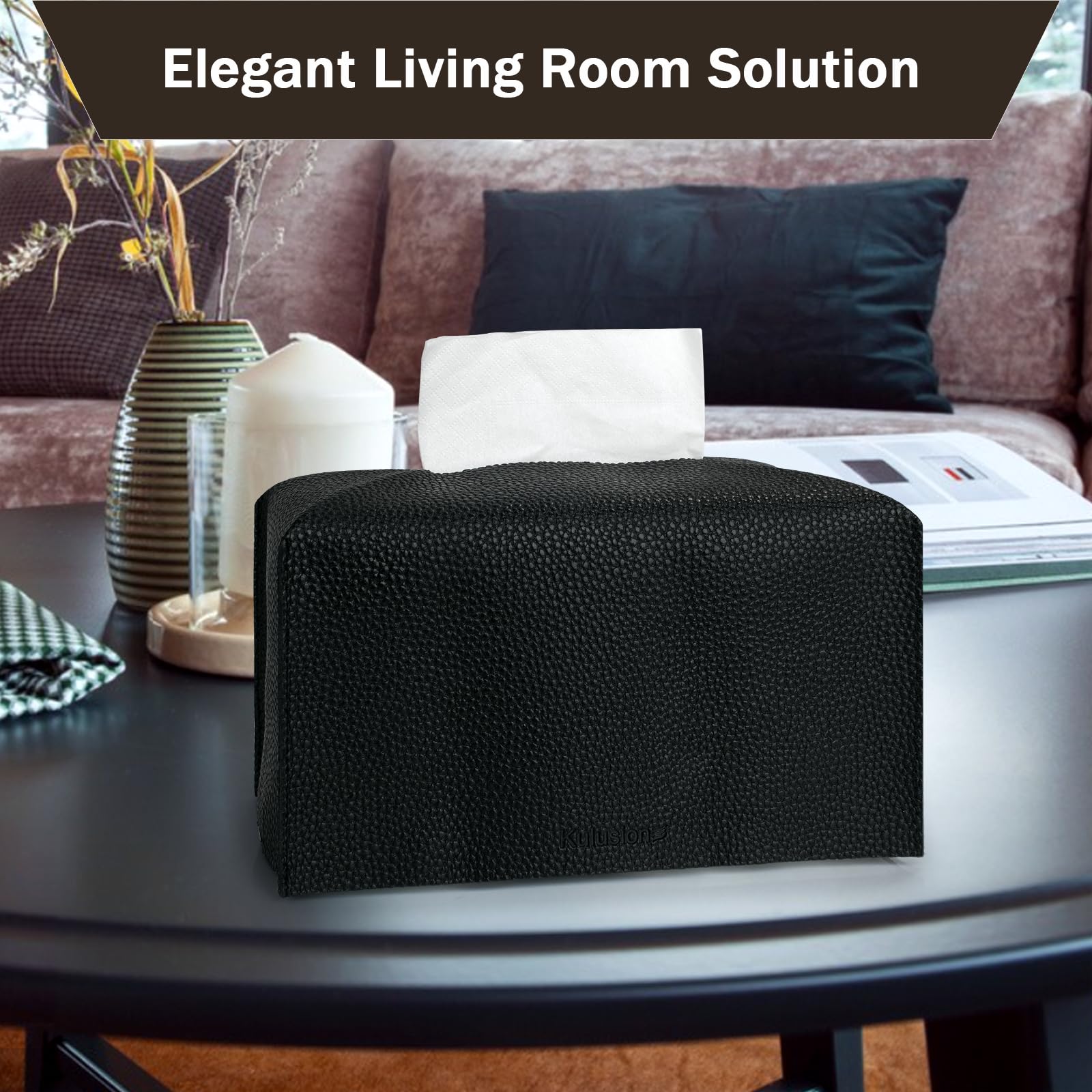 2Pcs Tissue Box Cover, Rectangular With Bottom Belt - Pu Leather Tissue Cover Decorative Organizer For Tabletop, Bathroom, Car,
