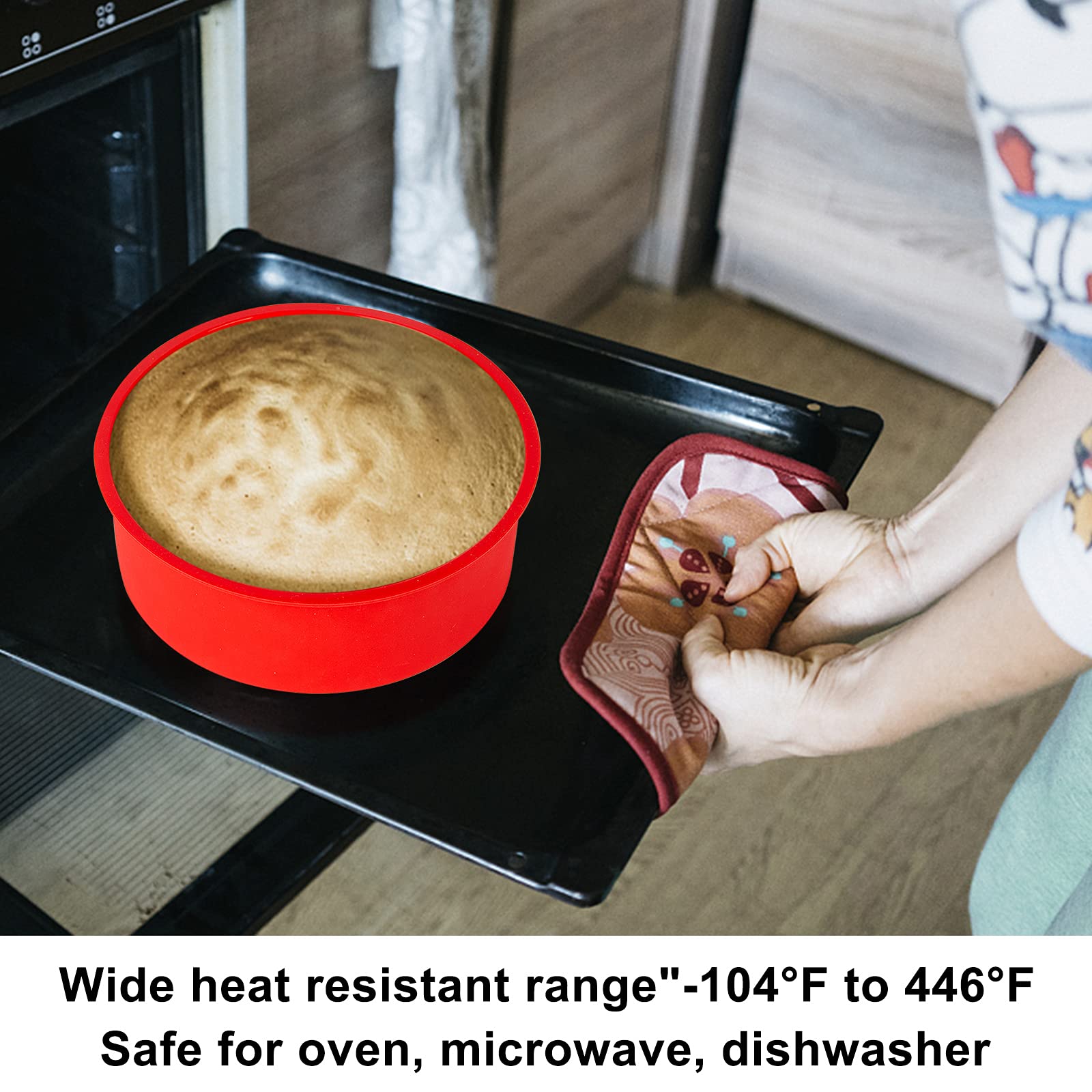 2 Pieces Silicone Cake Mold, 6 Inch Round Baking Pan Silicone Cake Shaper Mold Nonstick & Quick Release Baking Tray Reusable Cak