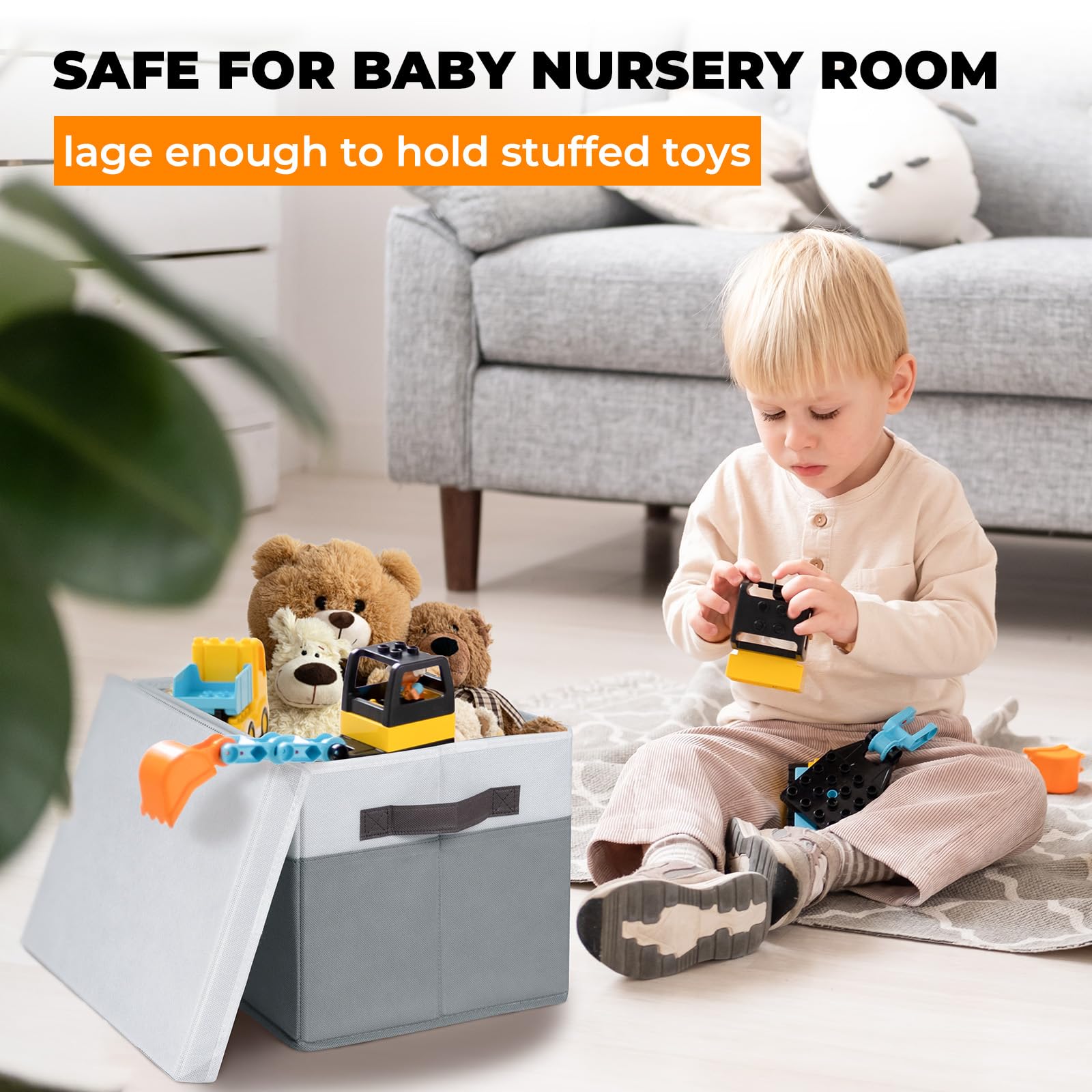 Criusia Large Storage Baskets Bins With Lids 4 Pack, Storage Baskets For Organizing Shelves Nursery Bedroom, Home Closet Organiz