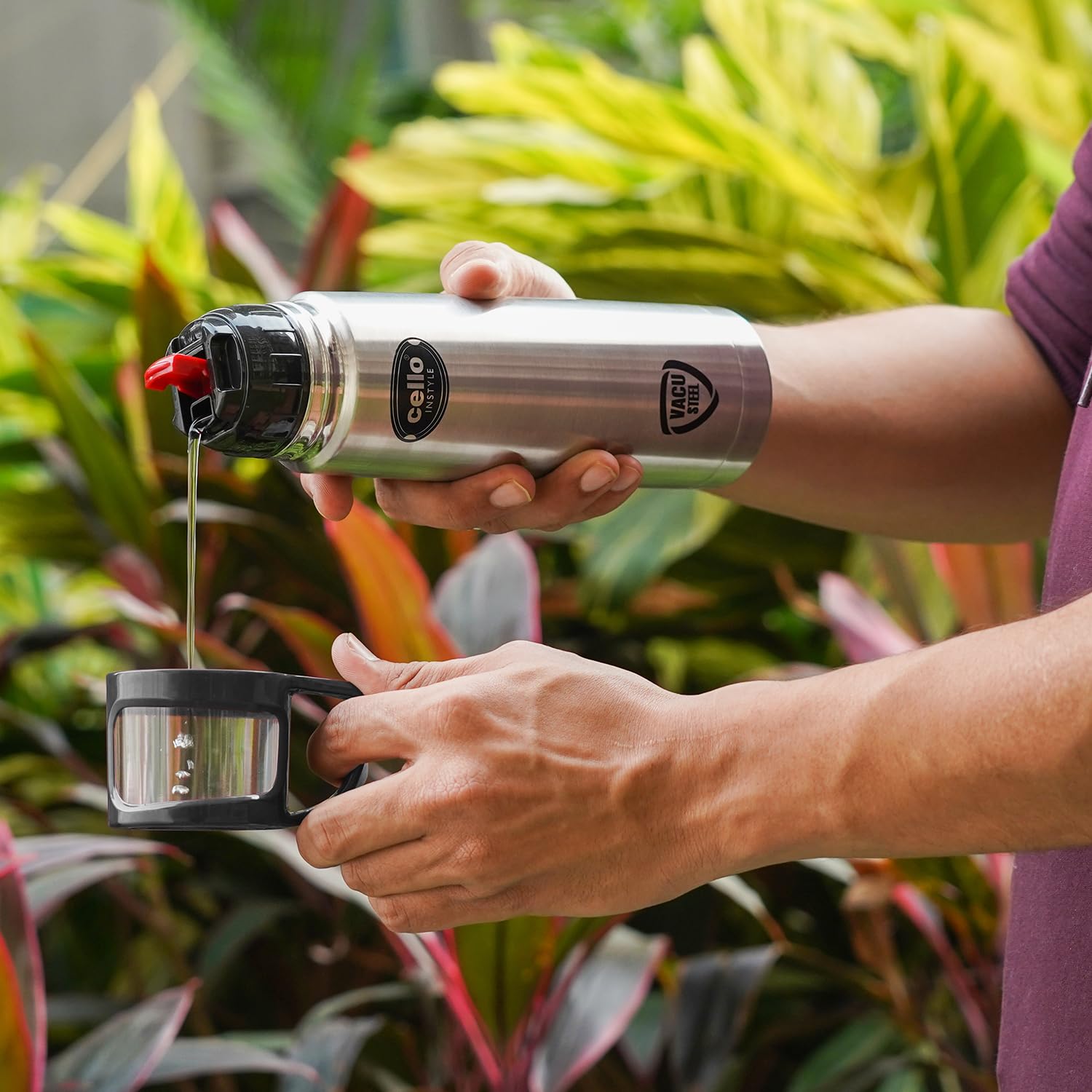 Cello Instyle Thermosteel Water Bottle, 500ml, Silver | 24 Hours Hot and Cold | Flask for Tea Coffee | Rust & Leak Proof | Ideal