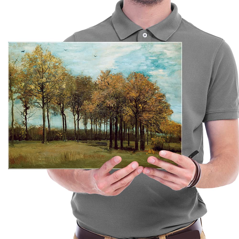 Wieco Art Autumn Landscape 1885 Canvas Prints of Vincent Van Gogh Art Famous Paintings Reproduction Tree Forest Pictures Artwork Wall Art for Home Decor and Wall Decorations