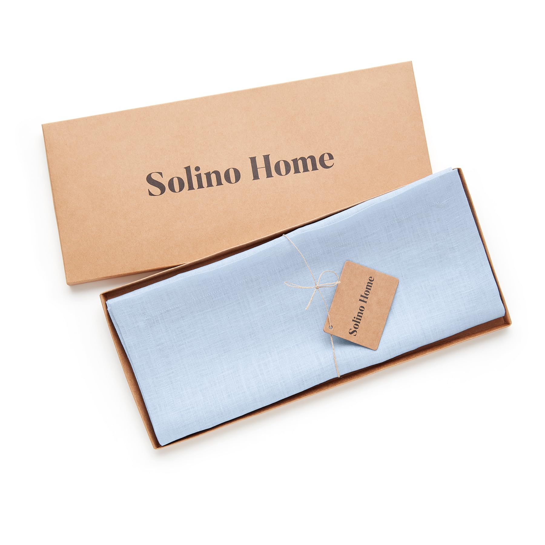 Solino Home Linen Table Runner 60 Inches Long - 100% Pure Linen Sky Blue Table Runner 14 X 60 Inch - Machine Washable Dining Chr