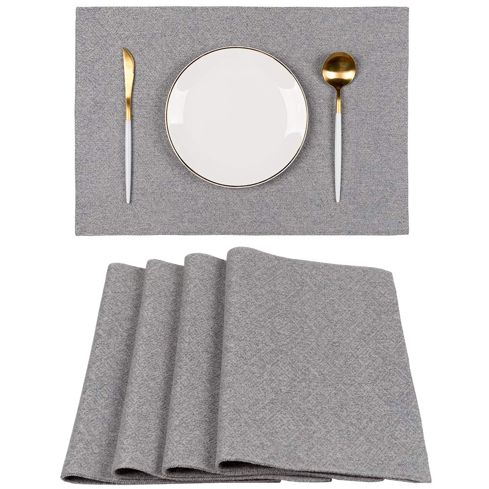 Grey Cloth Placemats Machine Washable, Spring Garden Home Durable Placemat For Kitchen Dining Tables Indoor Outdoor, 13X19 Inch