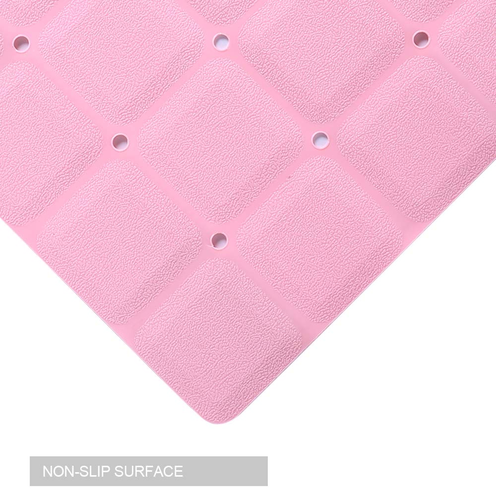 Webos Bathtub Mat Non Slip Soft Rubber Bathroom Bath No Suction Cups for Textured Tub Silicone Shower Bath Tub Mat(Pink  28-inch x 14-inch)
