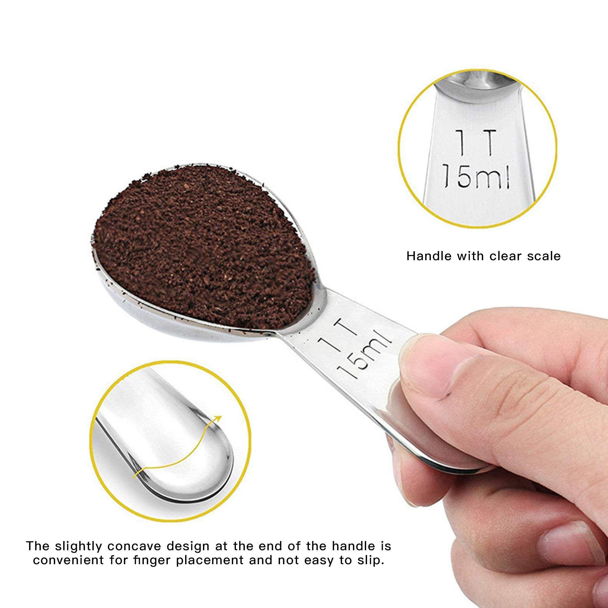 Coffee Scoop Set,Stainless Steel Coffee Spoons Short Handles,Tablespoon Measure Spoon Set Fit Coffee, Loose Tea, Sugar Or Flour(