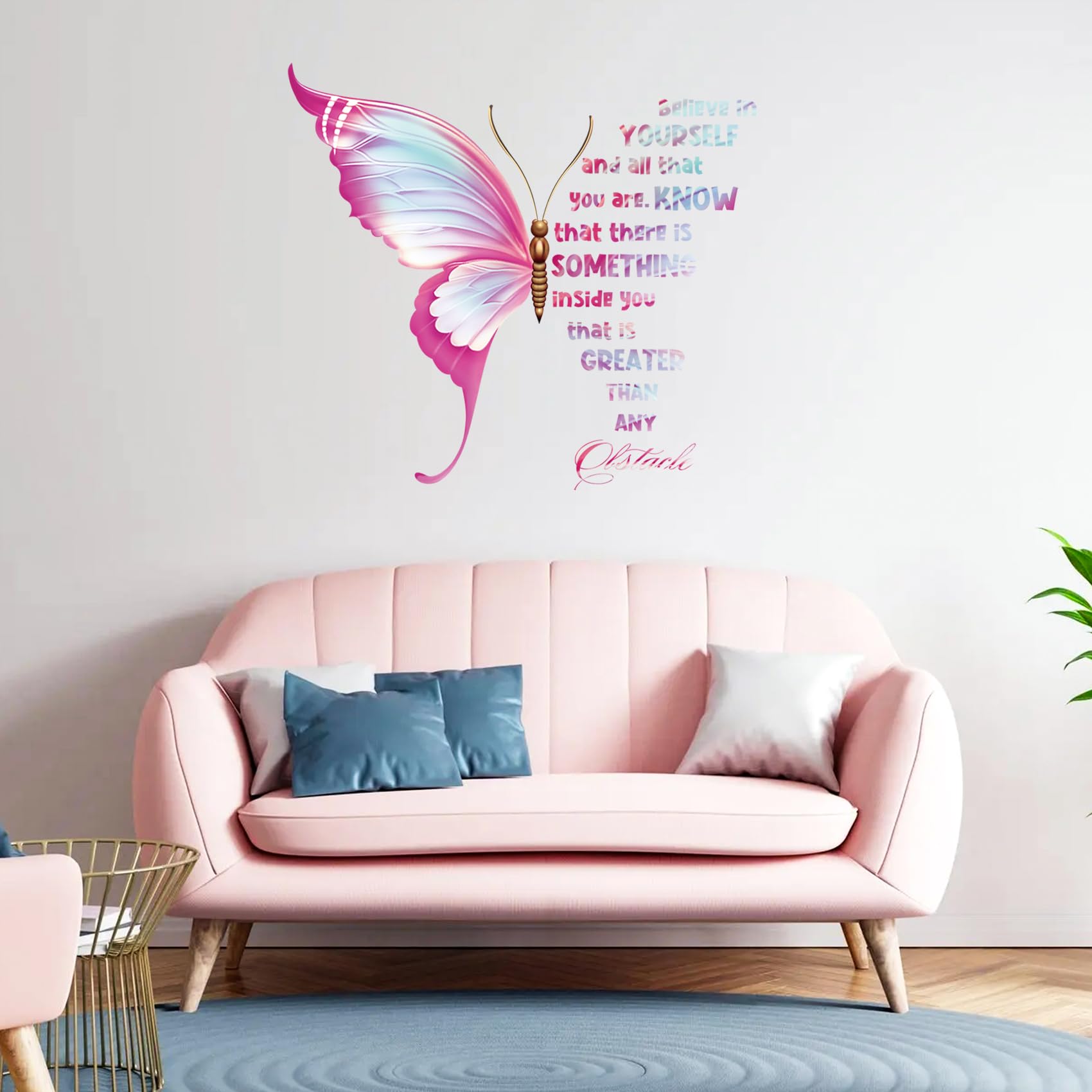 Large Inspirational Butterfly Wall Decals Stickers, Motivational Saying Positive Peel And Stick Wall Art Decals For Women Girls