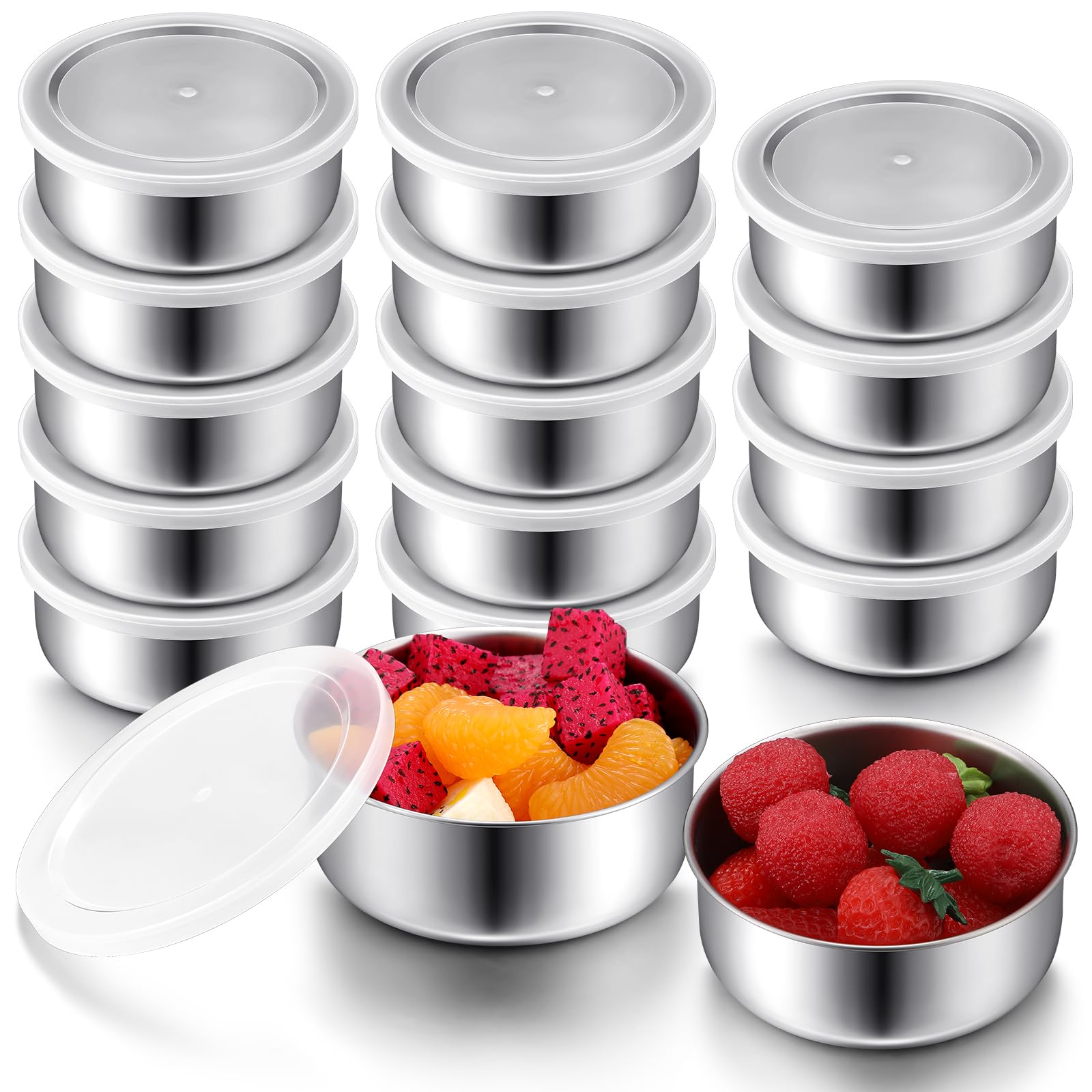 Yiyiring 16Pack 9 oz Stainless Steel Snack Containers with Lids