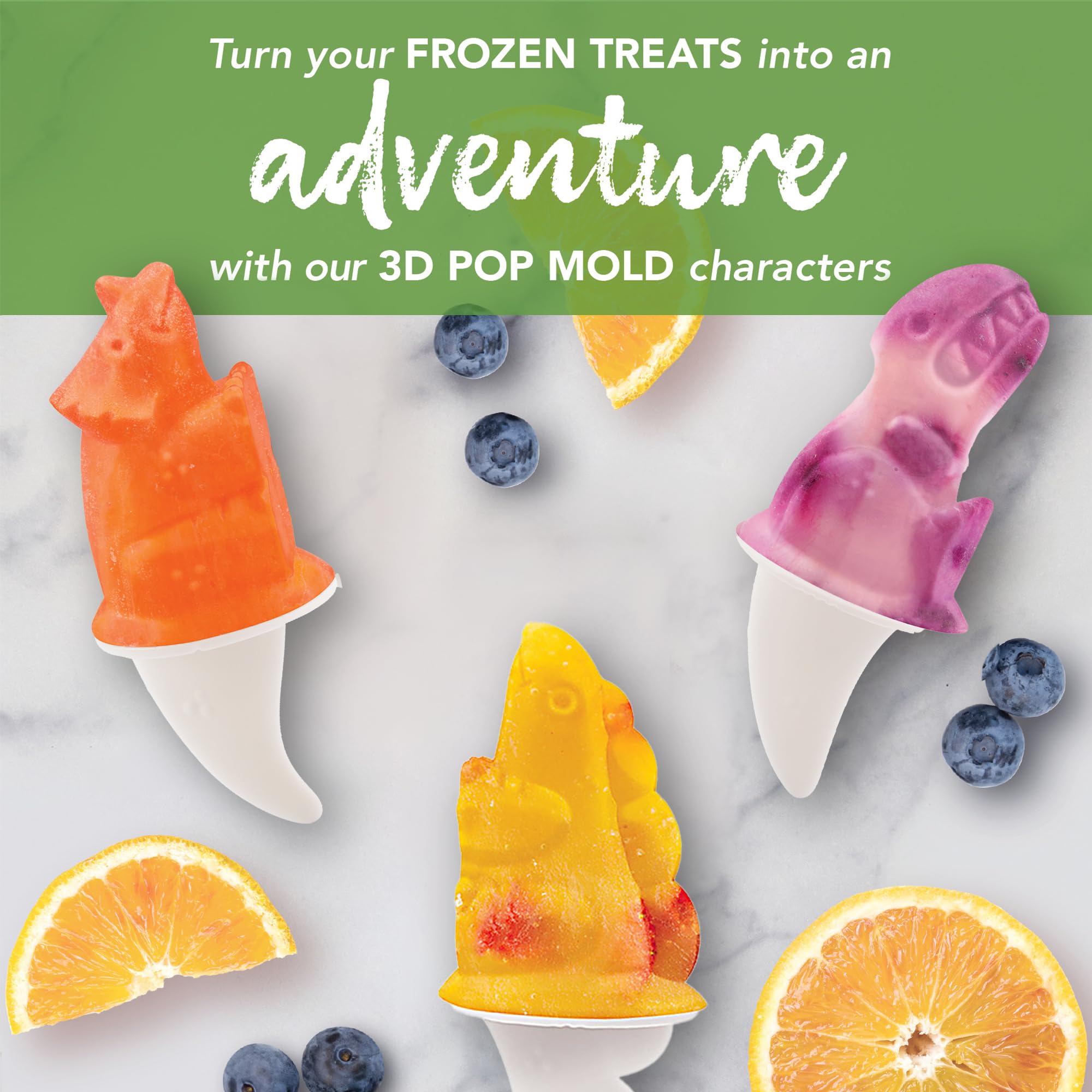 Tovolo Silicone Popsicle Molds With Sticks (Dino) - Ice Pop Molds With 4 Cavities For Homemade Flavored Ice Pops & Frozen Snacks