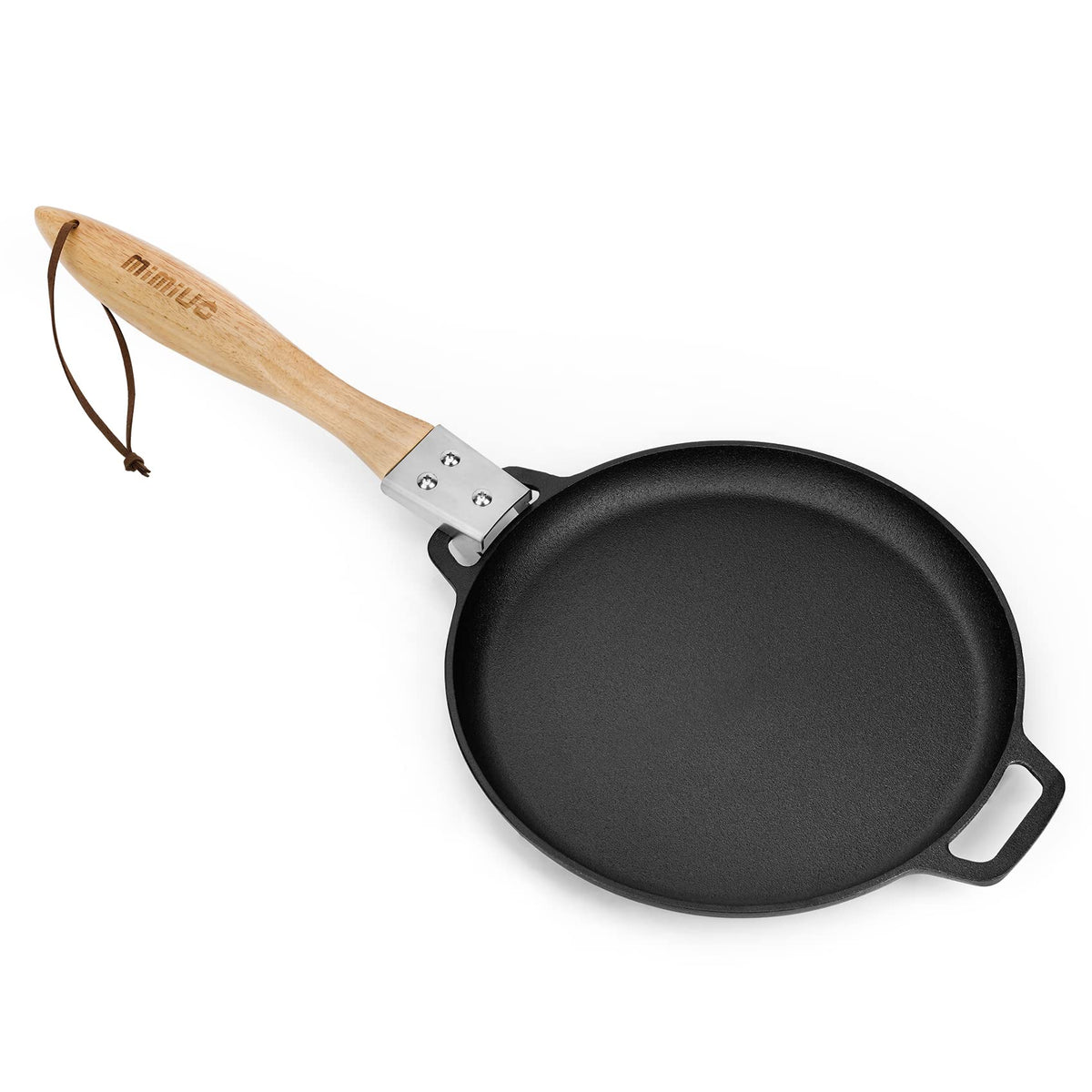 Mimiuo Cast Iron Sizzler Pan For Pizza Oven And Grill, 12 Inch Round Fajita Grill Skillet Pan Japanese Steak Plate With Removabl