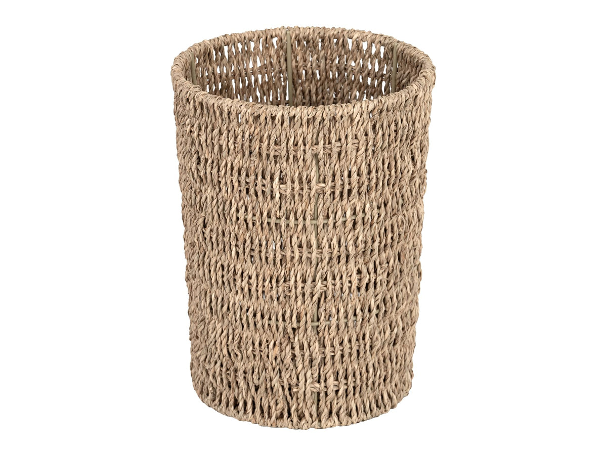 Storageworks Wicker Waste Basket, Small Trash Can, Wicker Trash Basket With Handwoven Seagrass, Wicker Garbage Can For Bedroom,