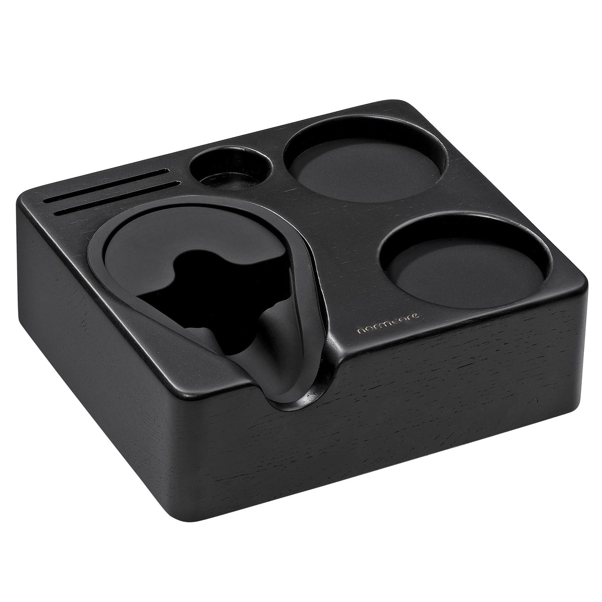 Normcore Compact Tamping Station - Espresso Black Tamper Station Base - Genuine American Black Oak Tamper Holder - Wooden Coffee