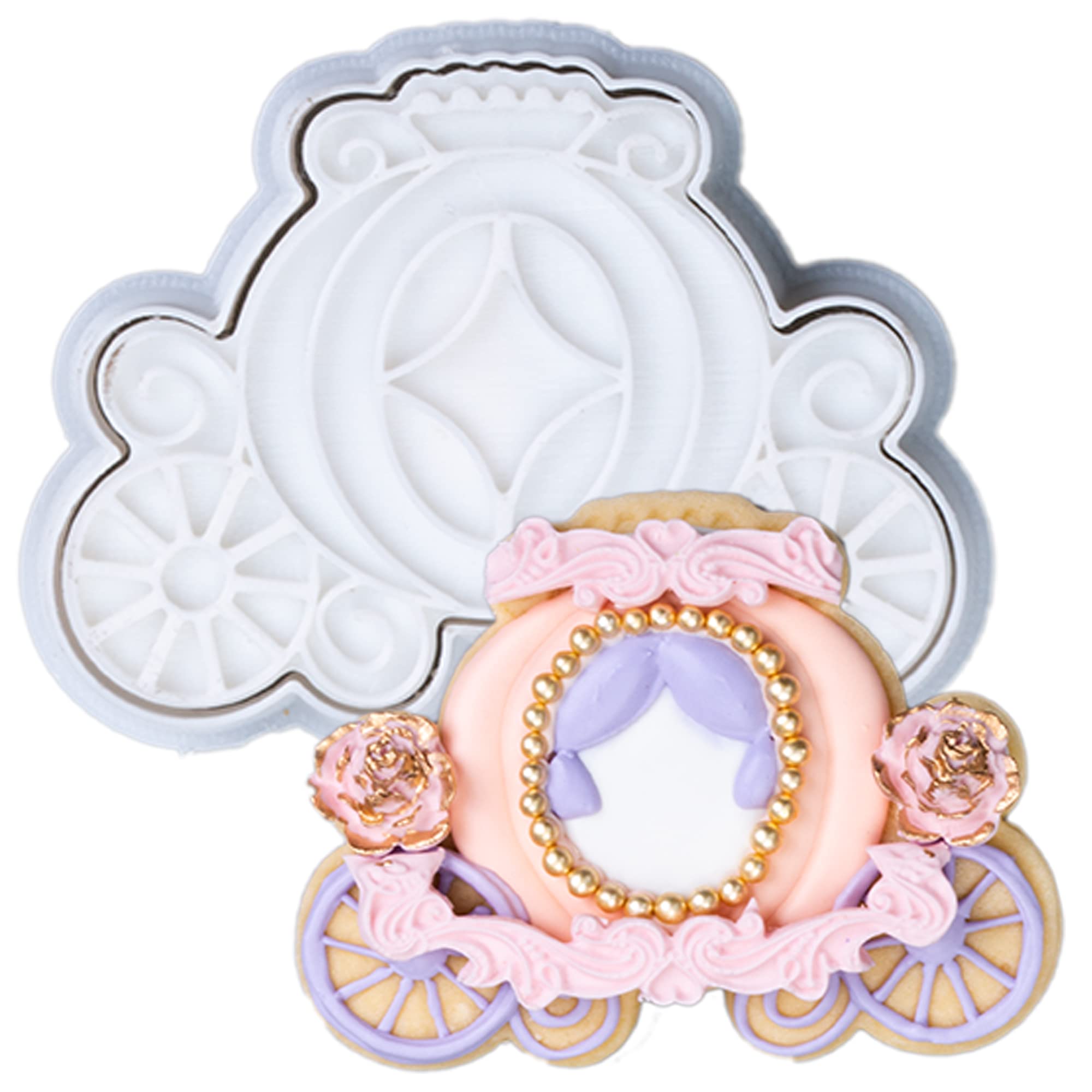 Flycalf Princess Carriage Cookie Cutter Biscuit Cutter Baking With 3D Stamper Pla Accessories Cutter Molds Gifts Decorative Part