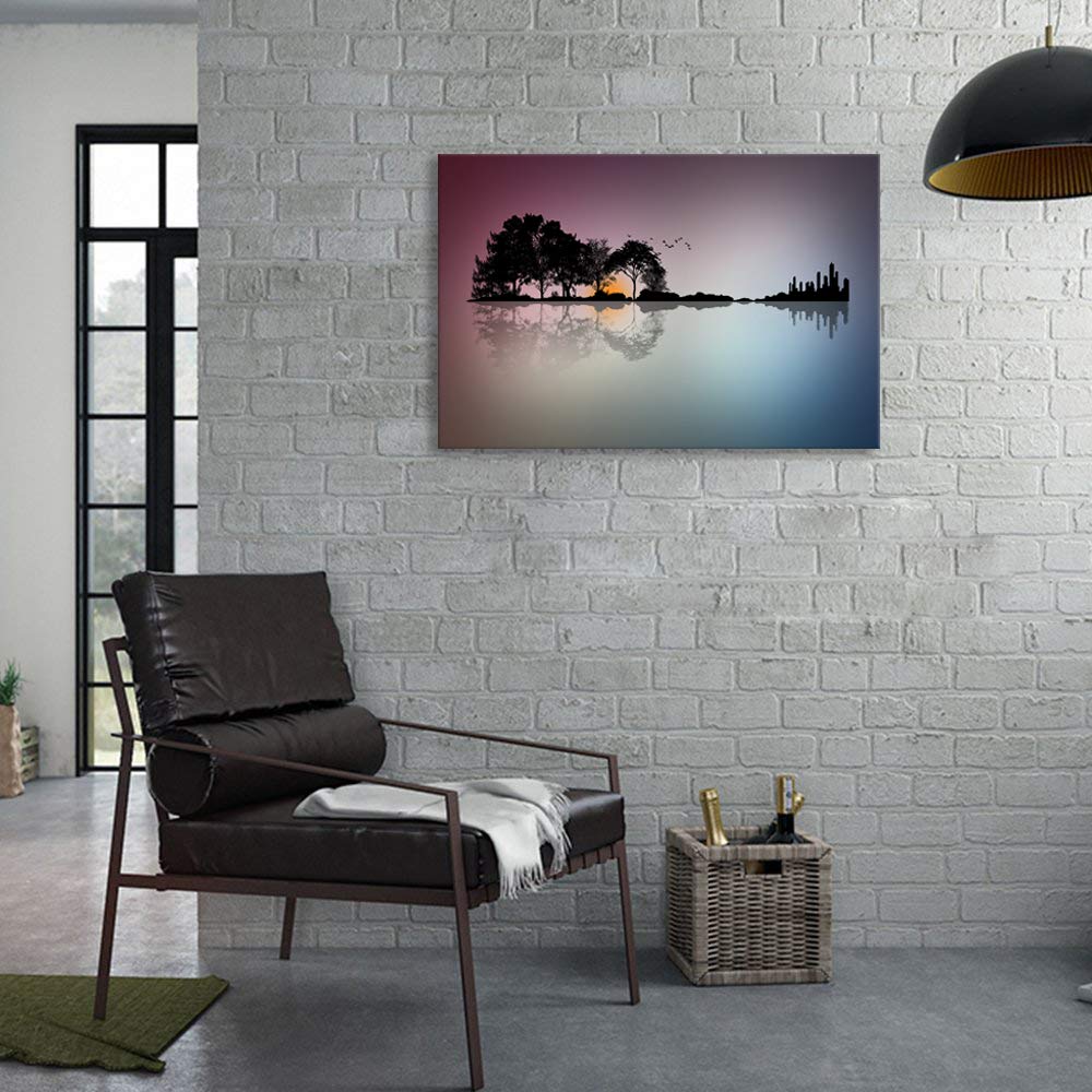 Urttiiyy Modern Blue White Music Abstract Guitar Tree Canvas Paintings Guitar Wall Art Music Home Decor For Living Room Hd Print