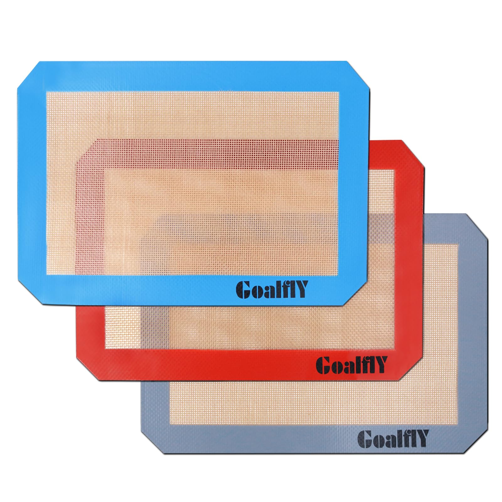 Goalfly Small Silicone Baking Mat Sheet (11.8 X 8.5 In), 3 Pieces Baking Mat Set, Reusable Silicone Mat For Oven, Toaster, Bakin