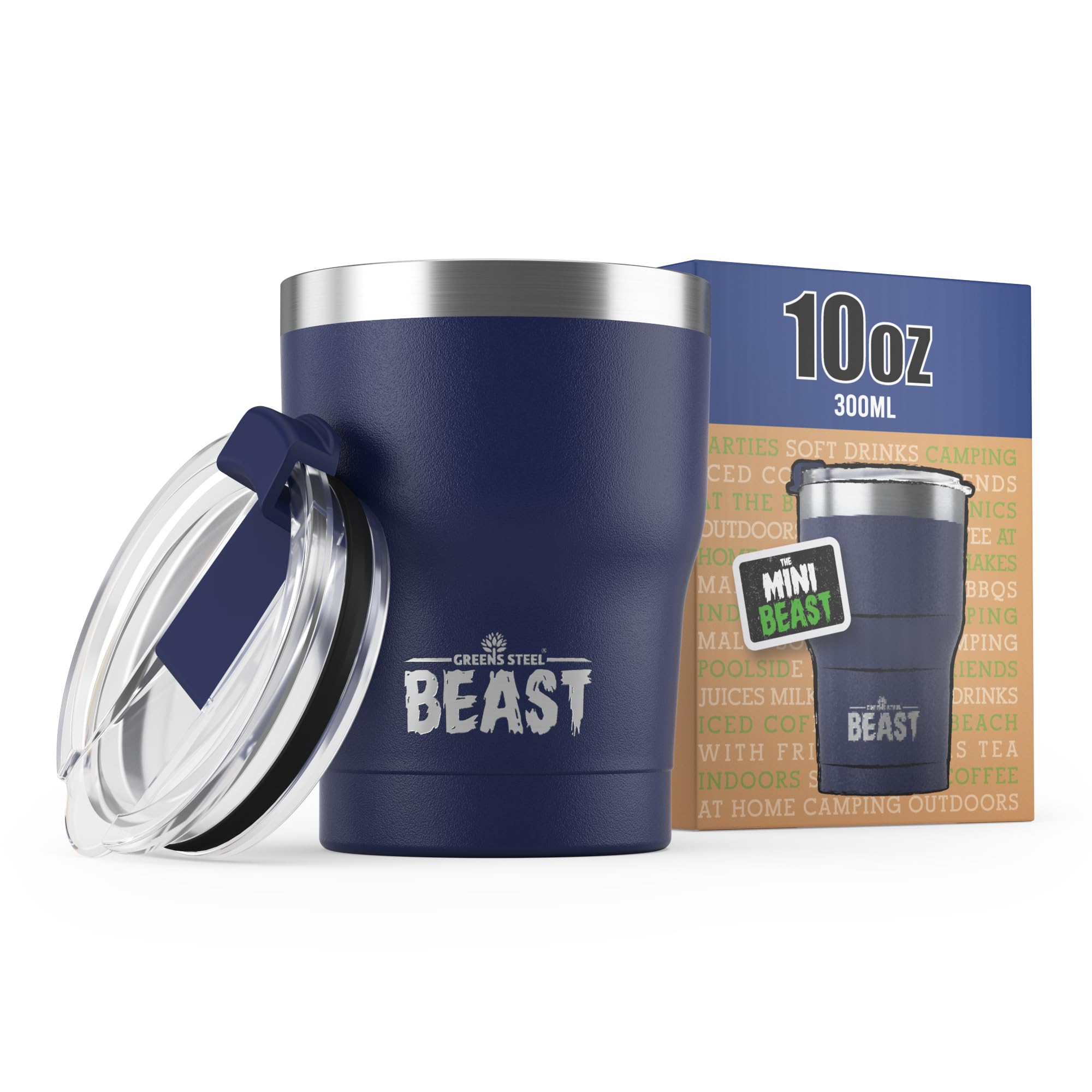 Beast 10 Oz Tumbler Stainless Steel Vacuum Insulated Coffee Ice Cup Double Wall Travel Flask (Royal Blue)