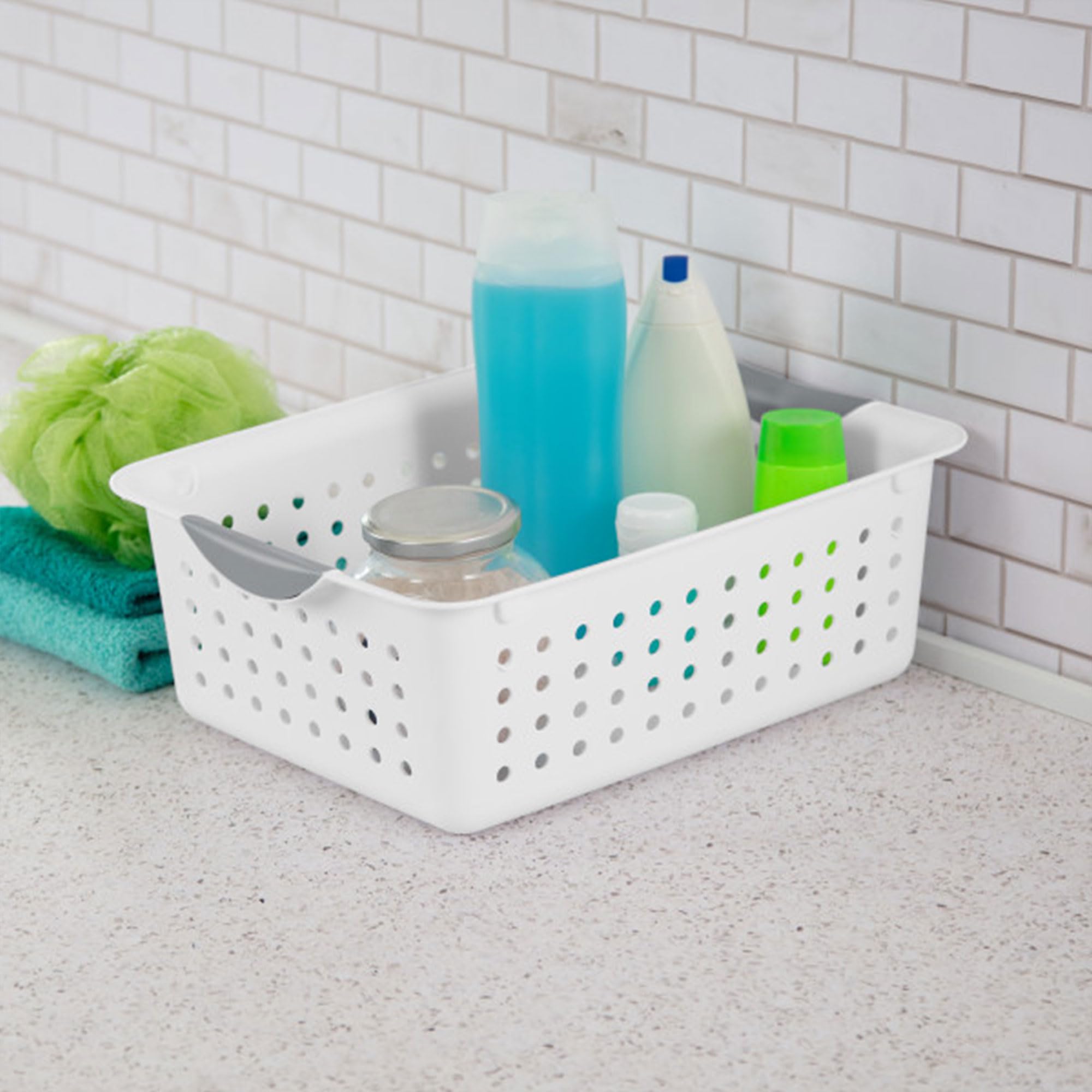Sterilite 6-Pack Plastic Ultra Basket Storage Bins, Medium Organizing Box, White
