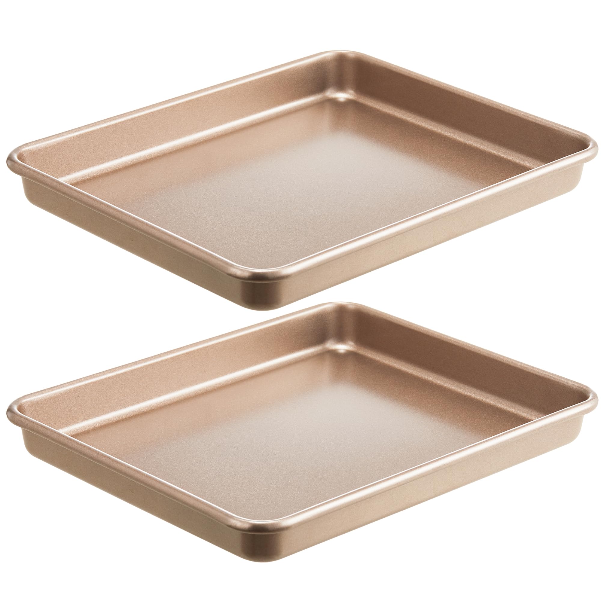 HONGBAKE 2 Pack 11 x 9 Inch Toaster Oven Pans and Trays, Small Baking Sheet Set for Cooking, Non-Stick Cookie Sheets, Heavy-Duty