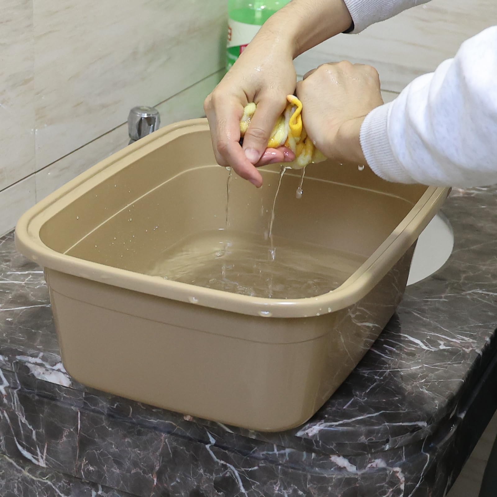 Utiao 18 Quart Wash Basin, Large Dish Tubs, 3 Packs(Dark Red, Grey, Khaki)