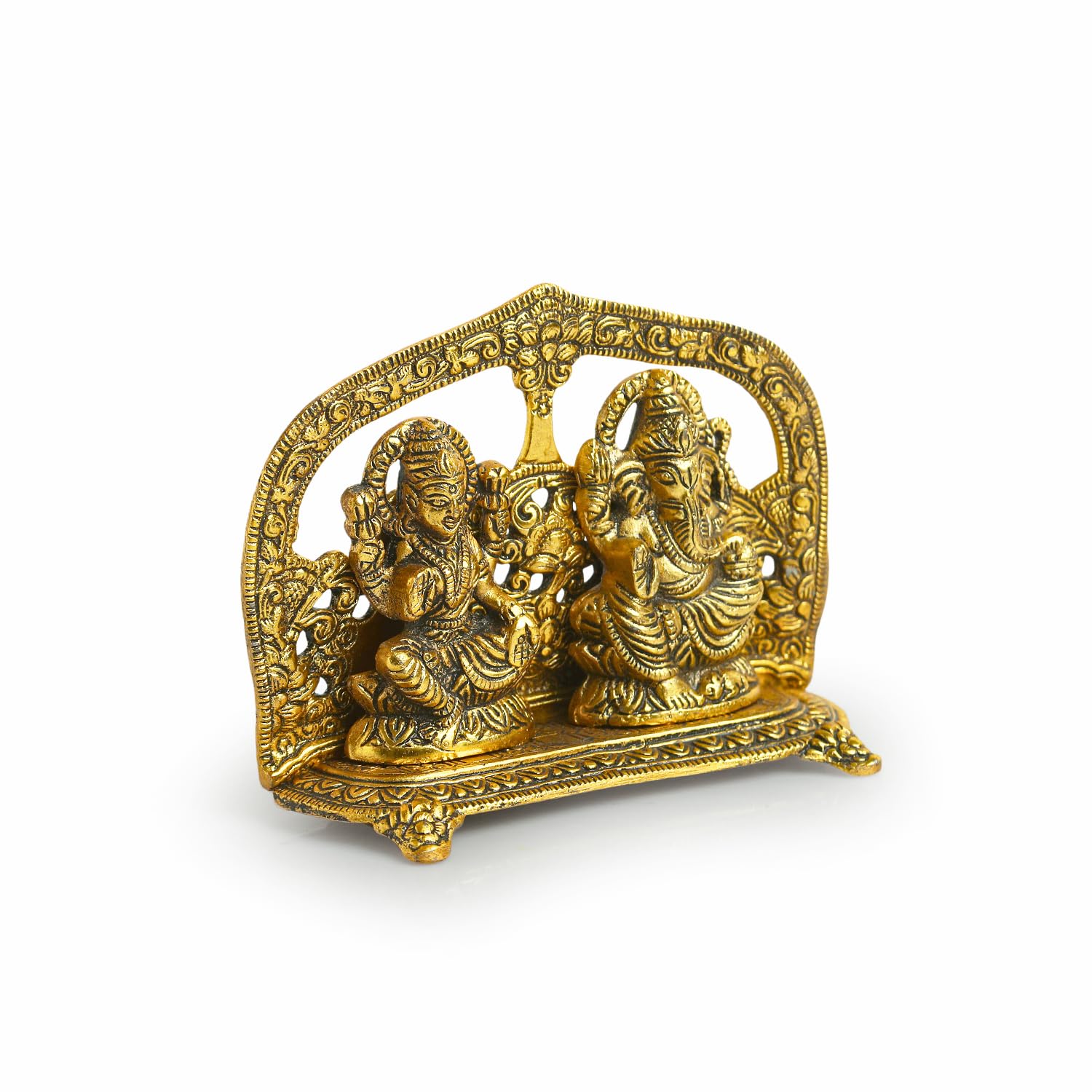 Exclusivelane Laxmi Ganesh Idol Showpiece Figurine (5.0 Inches, Golden, Metal)|Handcrafted Laxmi Ganesh Idol For Home Dcor Lax