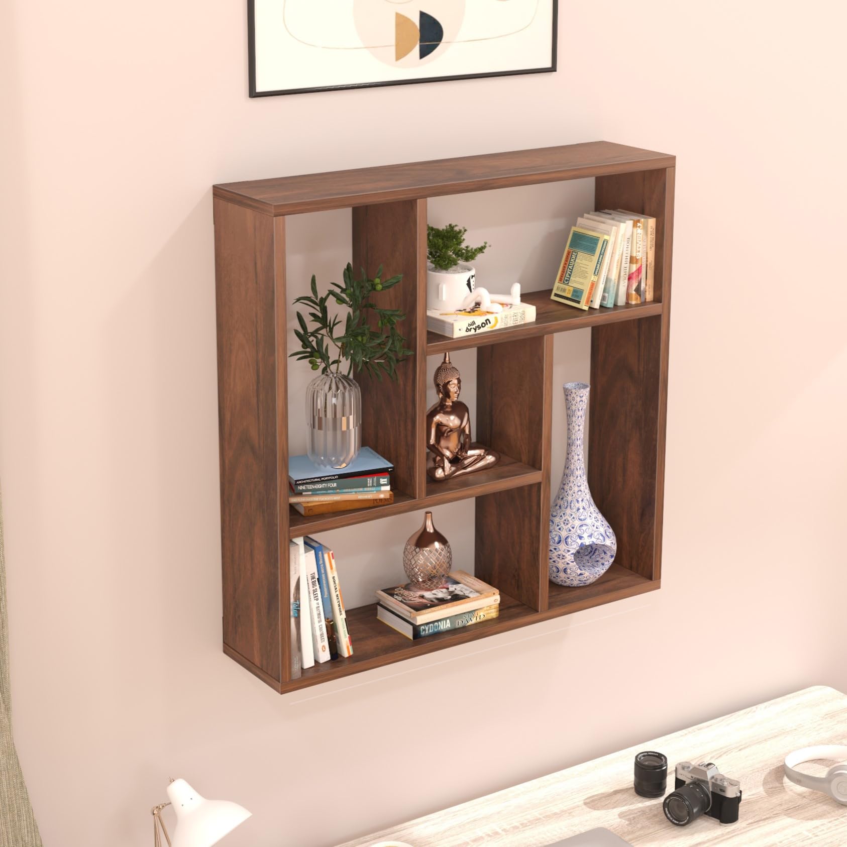 Bluewud Javis Engineered Wood Wall Shelve Decor Floating Shelf Display Rack Decorative Hall Dcor For Living Room Bedroom Home Fu