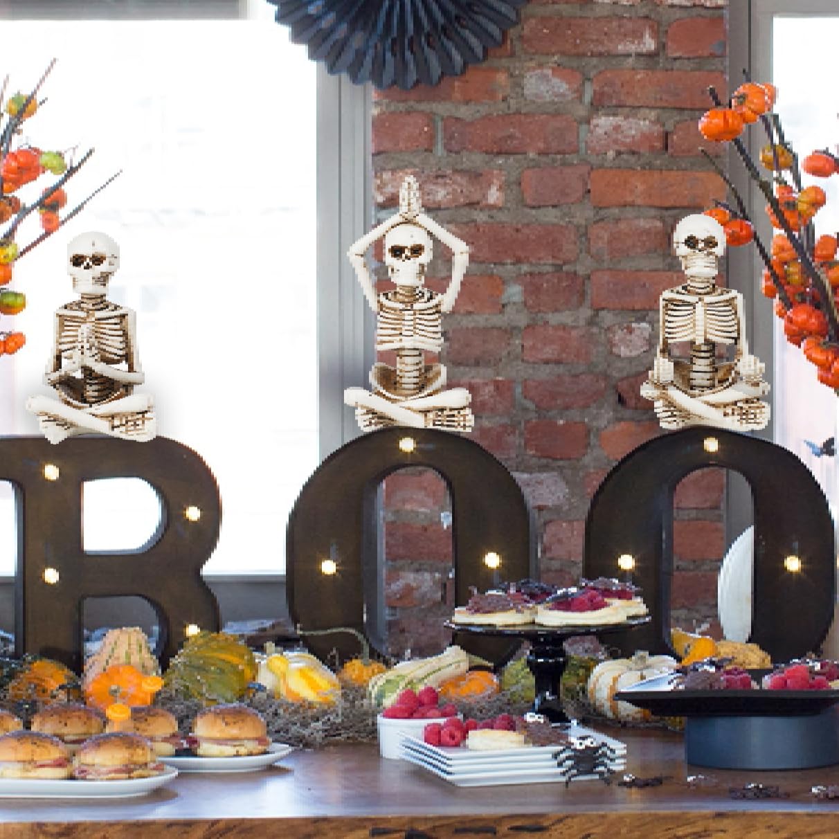 Newman House Studio Halloween Skeleton Decor - Realistic Meditating Skeleton Statues, Set of 3, 2*1.5*3.75 in Resin Indoor Zen S