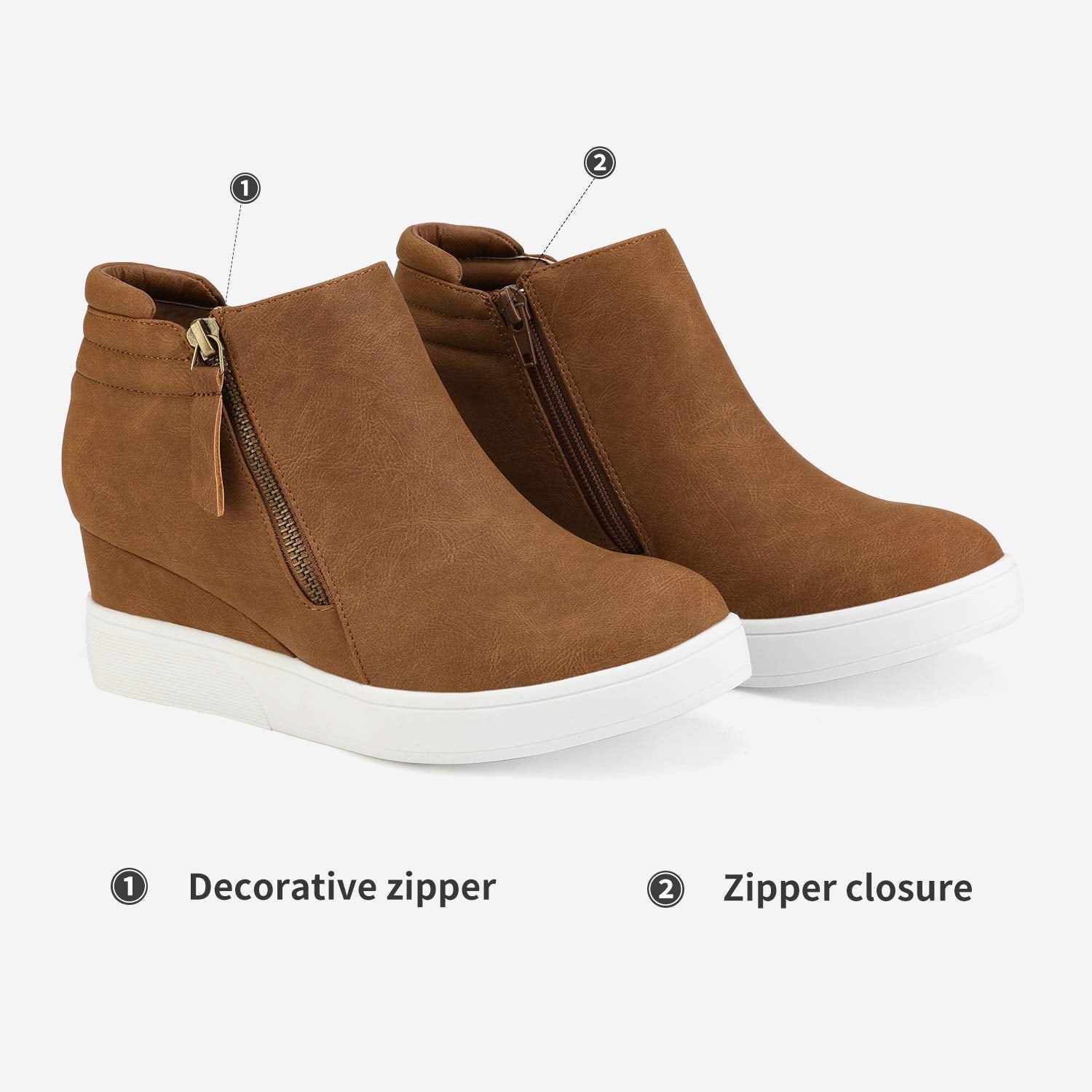 Dream Pairs Womens Tan Casual Platform Wedge Sneaker Booties Size 9 M Us Wedge-Snkr-2