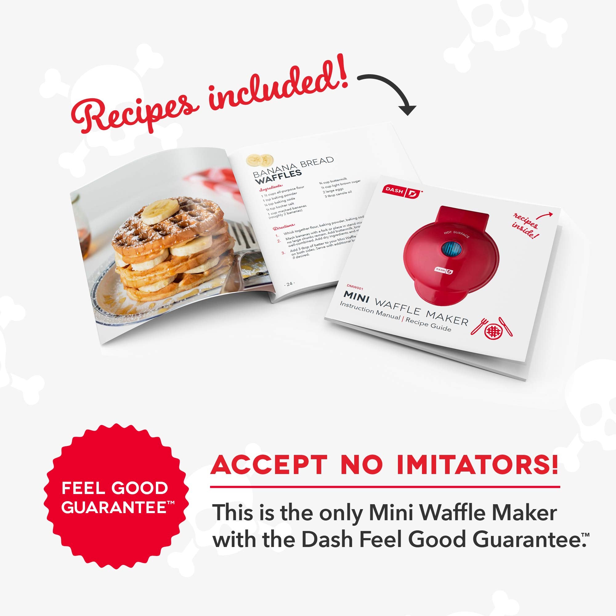 Dash Mini Waffle Maker (2 Pack) for Individual Waffles Hash Browns  Keto Chaffles with Easy to Clean  Non-Stick Surfaces  4 Inch  Halloween  Black