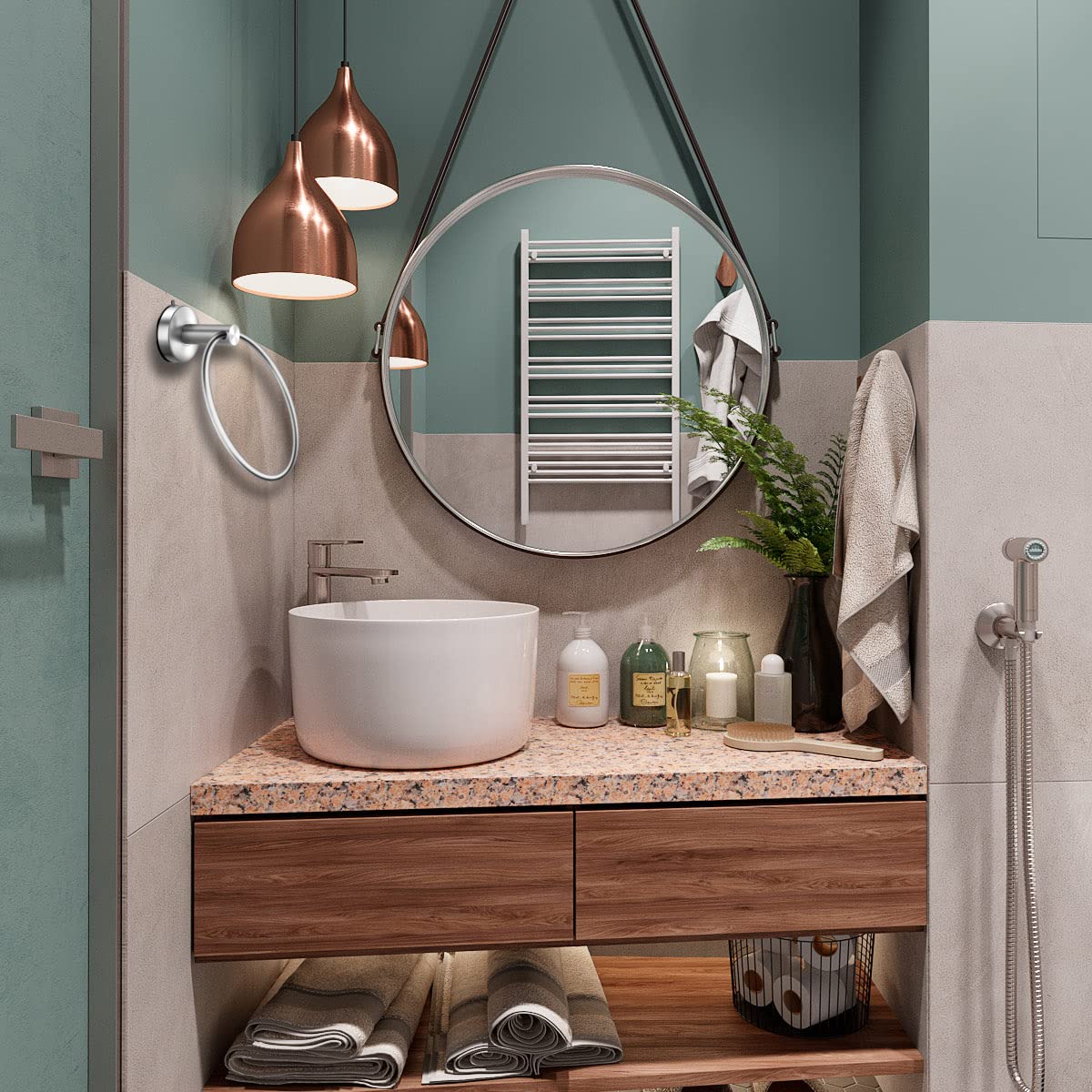 Dgyb Suction Cup Hand Towel Ring Brushed Nickel Hand Towel Holder For Bathroom Wall Sus 304 Stainless Steel Kitchen Towel Hanger