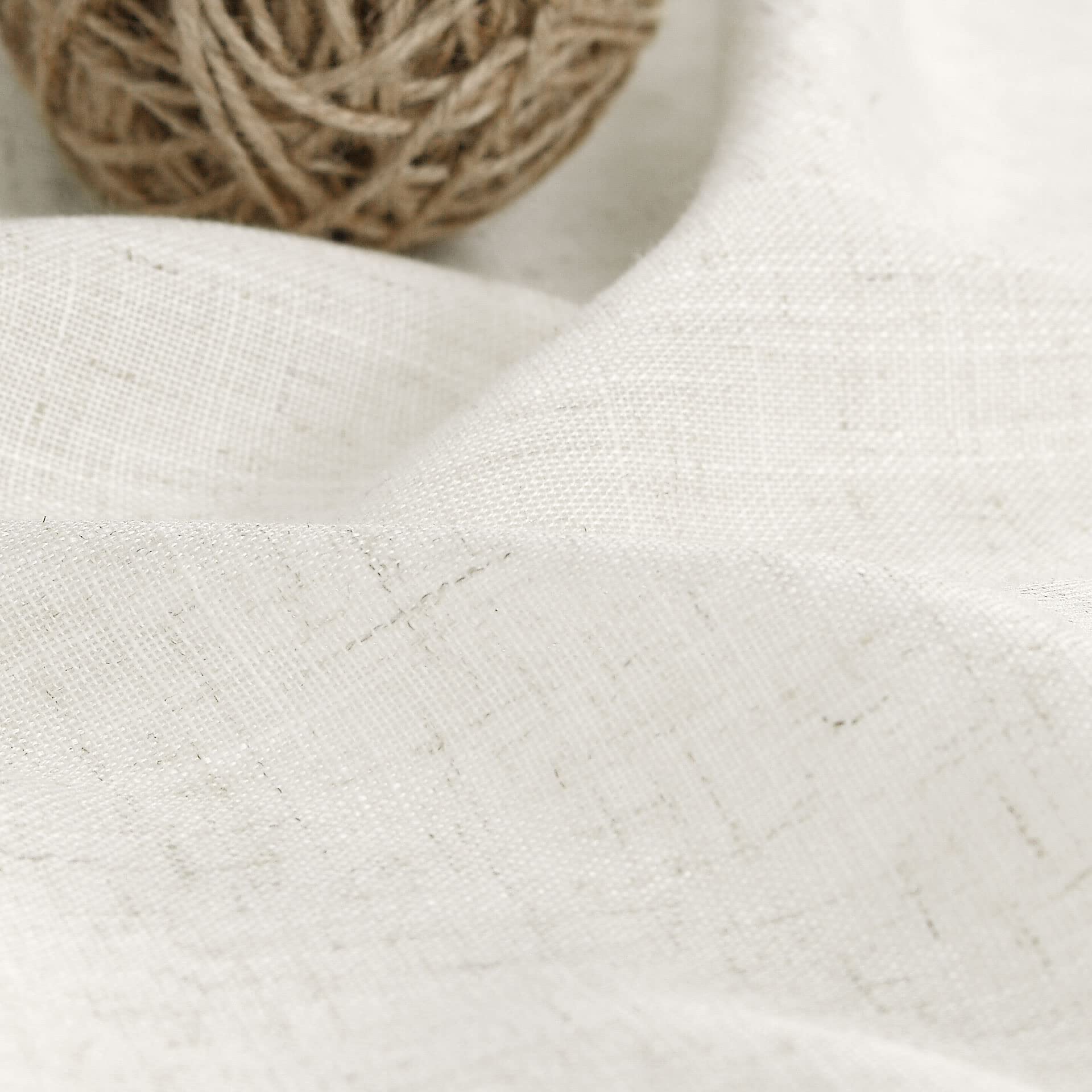Nanspring White Semi Sheer Linen Curtains for Living Room 2 Panels Set Back Tab Rod Pocket Drapes Modern Farmhouse Coastal Decor