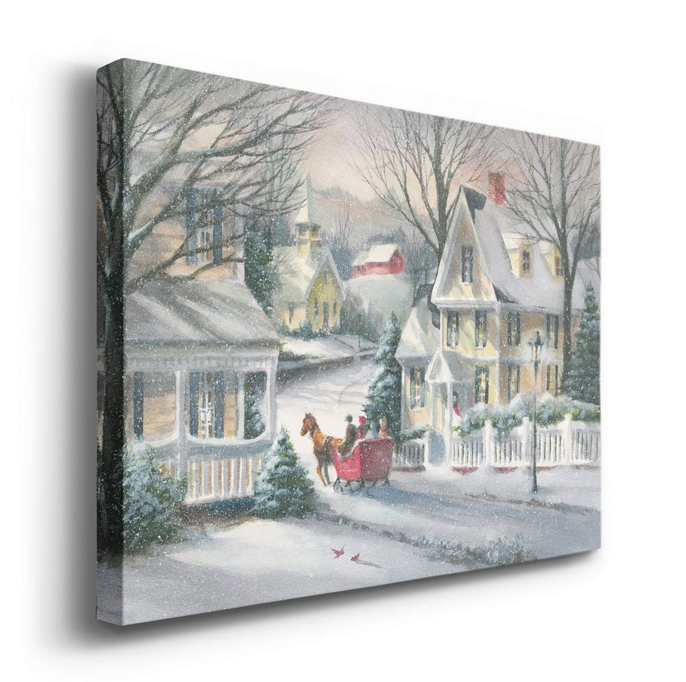 Renditions Gallery Canvas Festival Wall Art Home Paintings & Prints Artwork Village Sleigh Snow Ride Modern Wall Hanging Decorat