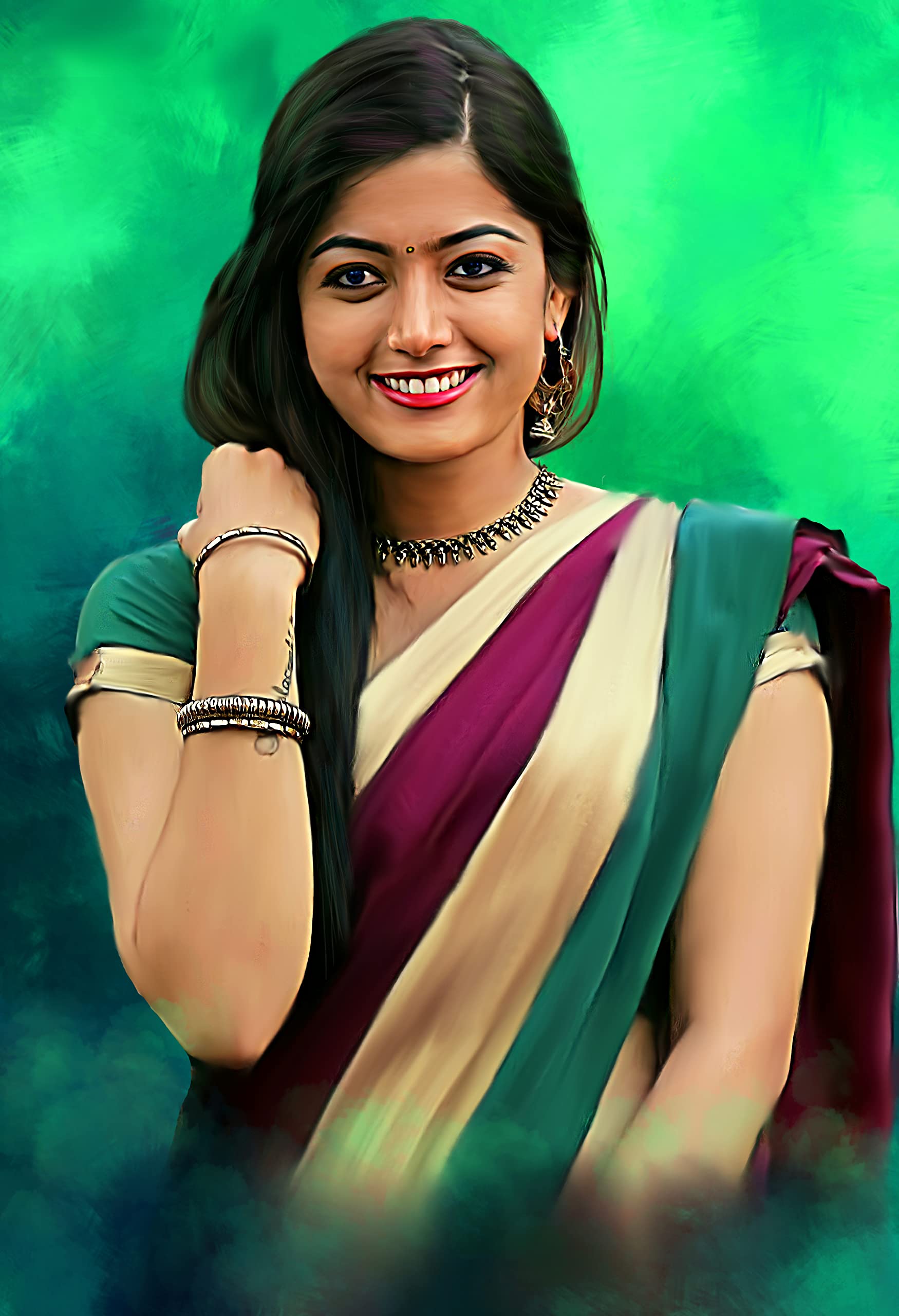 Mk Art Gifts Personalized Unique Digital Painting Artwork With Black Frame - 4X6 Inch, Multicolour, Abstract