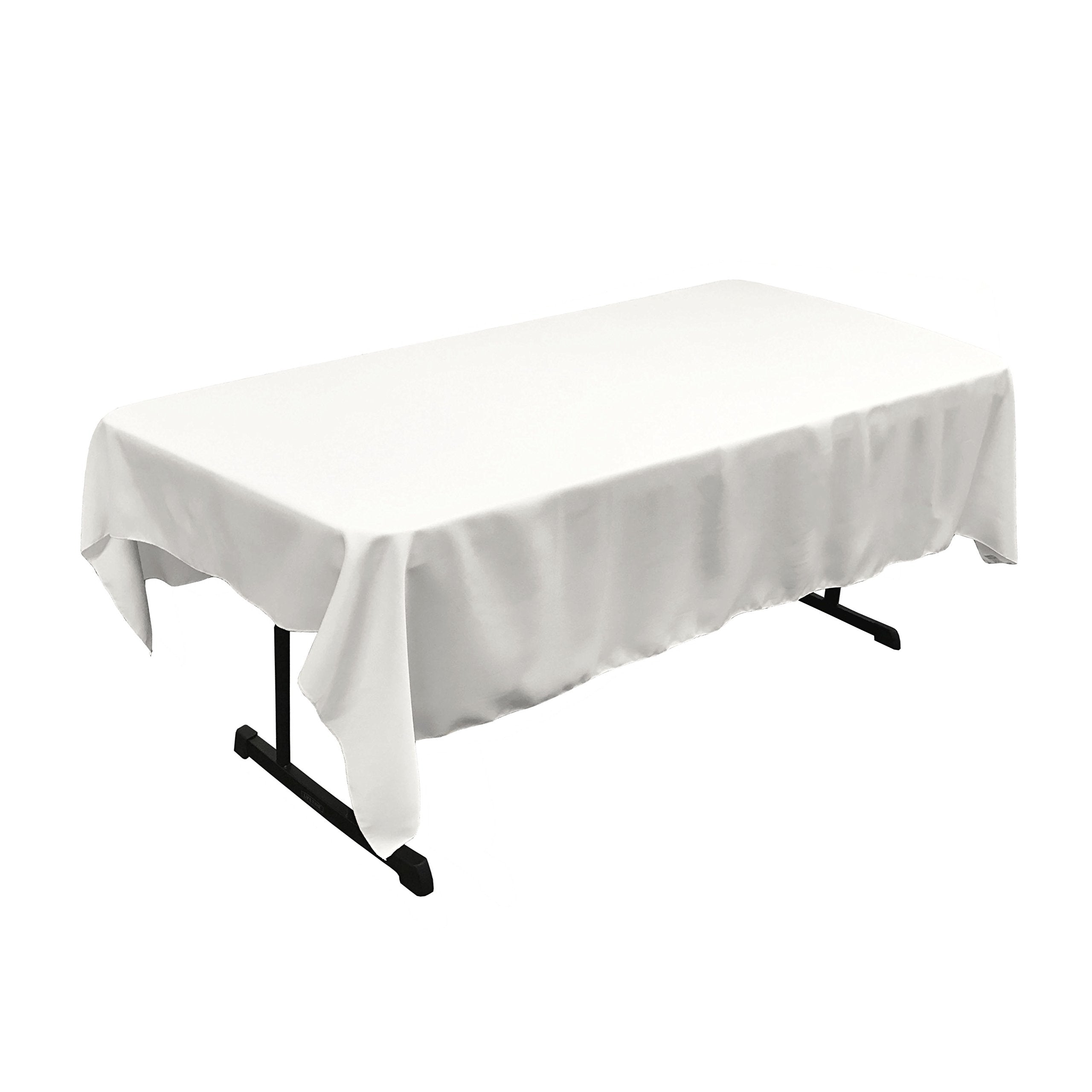 LA Linen Polyester Poplin 60 by 84-Inch Rectangular Tablecloth  White