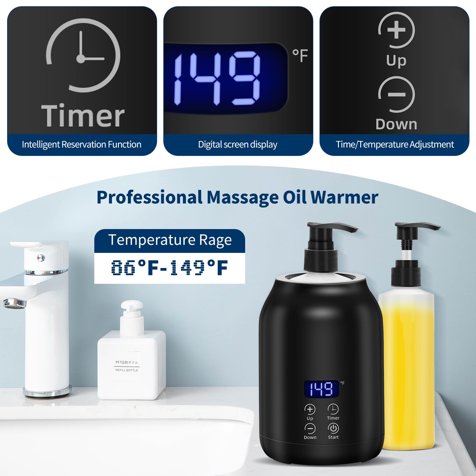 Massage Oil Warmer With Gua Sha Roller Set, Yofuly Professional Oil Warmer For Massage With Two Dispenser Bottles, Portable Elec