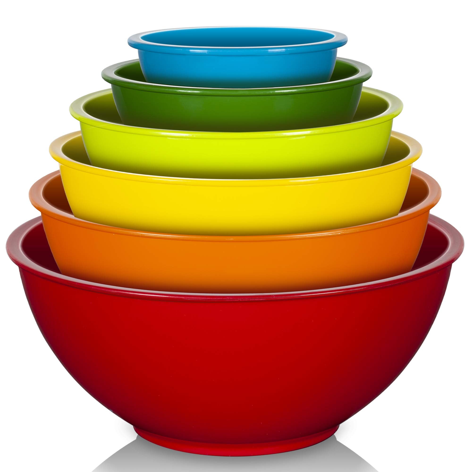 Yihong 6 Pcs Plastic Mixing Bowls Set, Colorful Serving Bowls For Kitchen, Ideal For Baking, Prepping, Cooking And Serving Food,