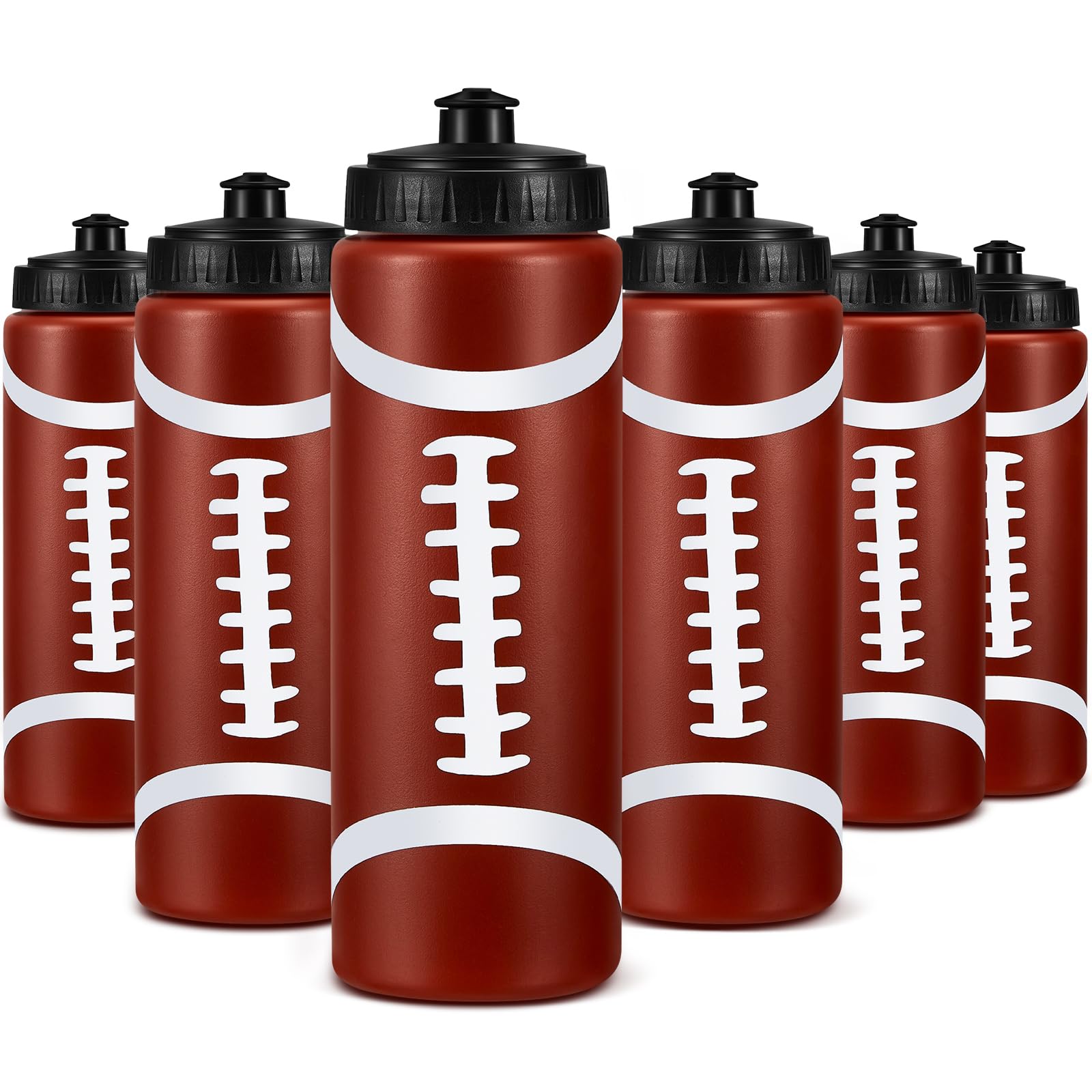 Yaomiao 6 Pcs Football Water Bottle, Football Party Favors Bulk, 20 oz Reusable Bpa-free Squeeze Water Bottles for Kids, Stuff f