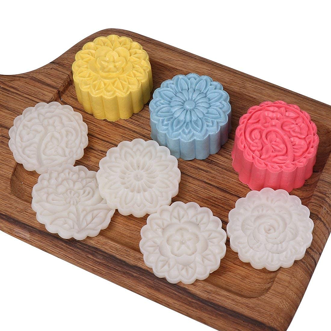 Dltsli Moon Cake Mold Set Cookie Stamp 5Pcs 100G Stamps, Thickness Adjustable Diy Cookie Press Decoration Cake Mold Hand Cutter