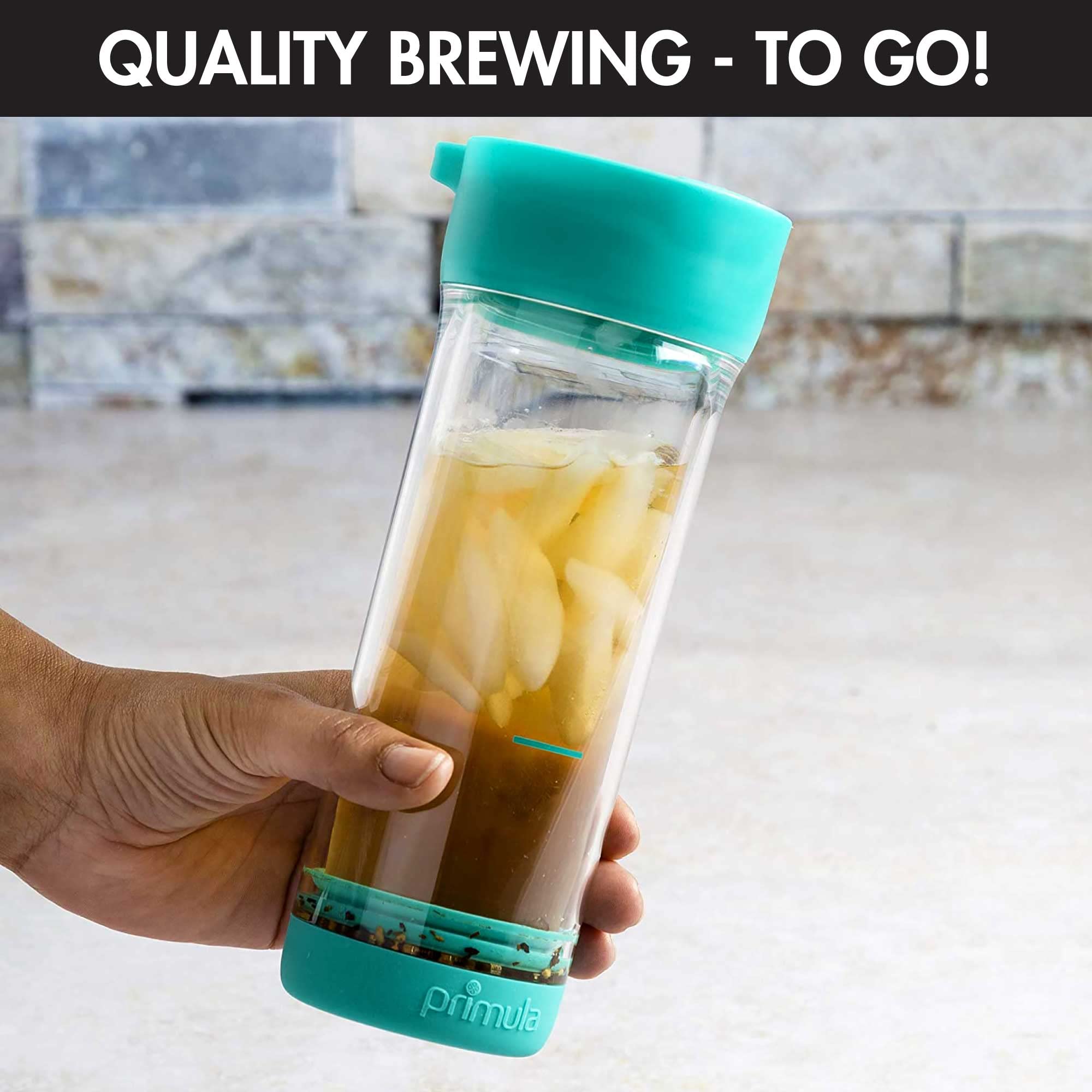 Primula Iced Tea Brewer & Tumbler, Double Wall Travel Mug, Stainless Steel Infuser, Leakproof, BPA-Free, 1 Count, Teal