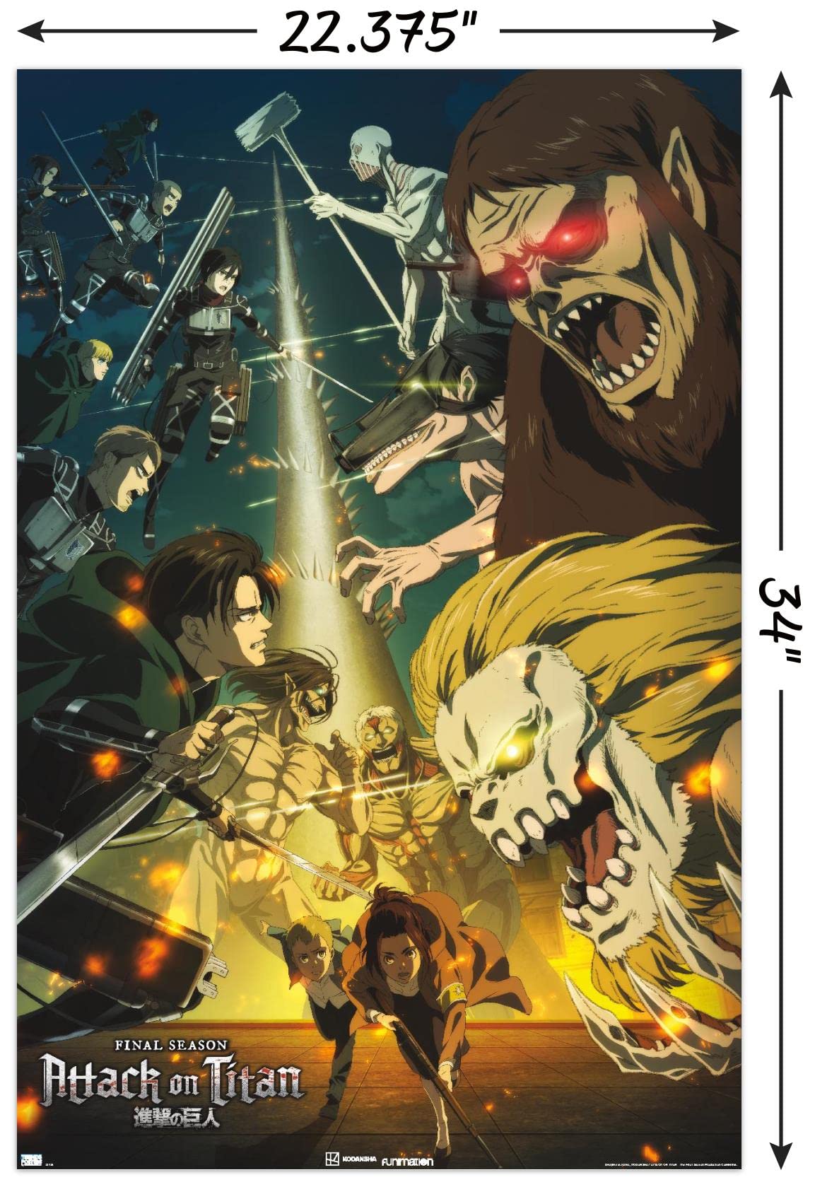 Trends International Attack On Titan: Season 4 - Key Visual 3 Wall Poster, 22.37'' X 34.00'', Unframed Version