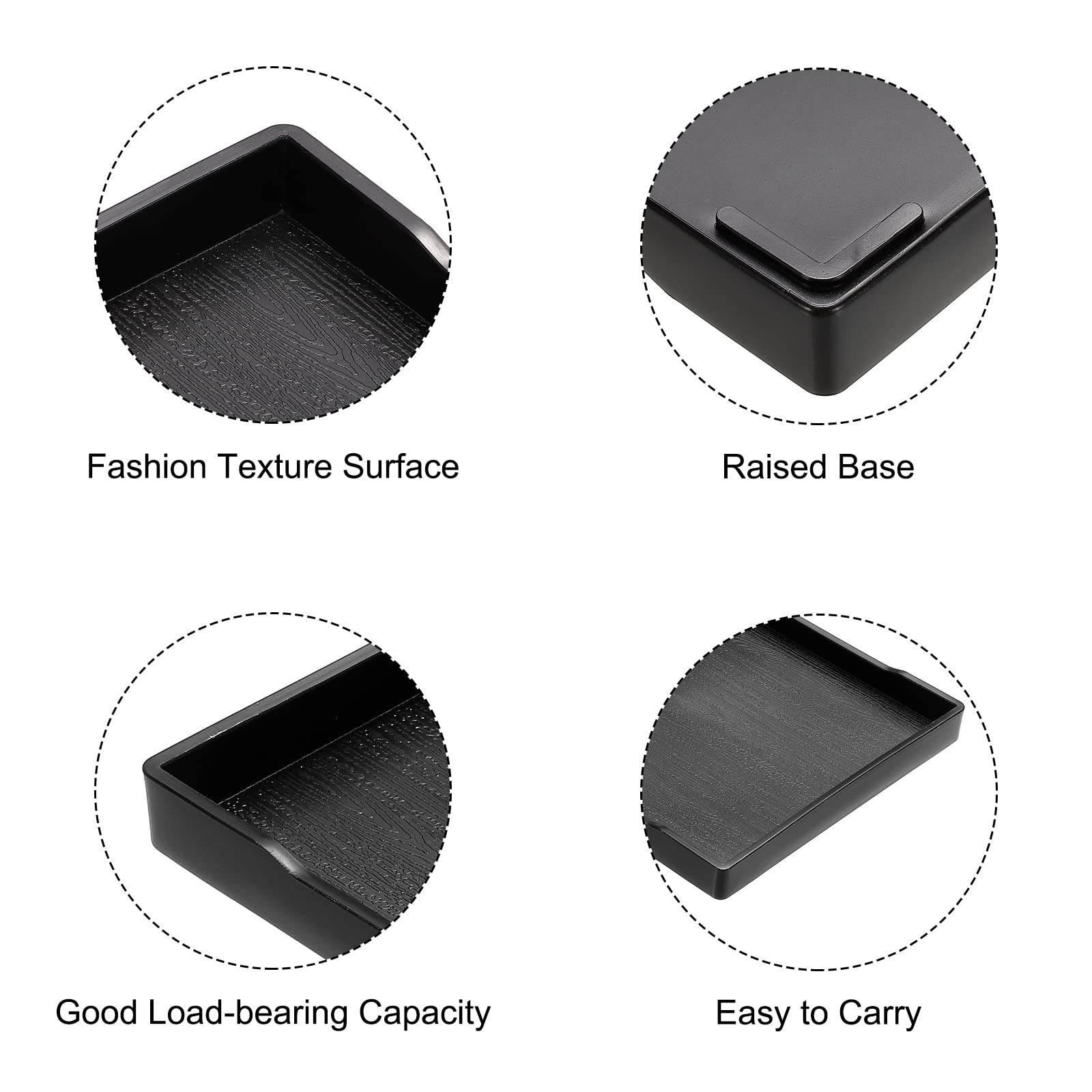 Patikil 10X7 Fast Food Tray, Plastic Reusable Recyclable Multi-Purpose Rectangle Serving Tray For Restaurant Home Kitchen, Black