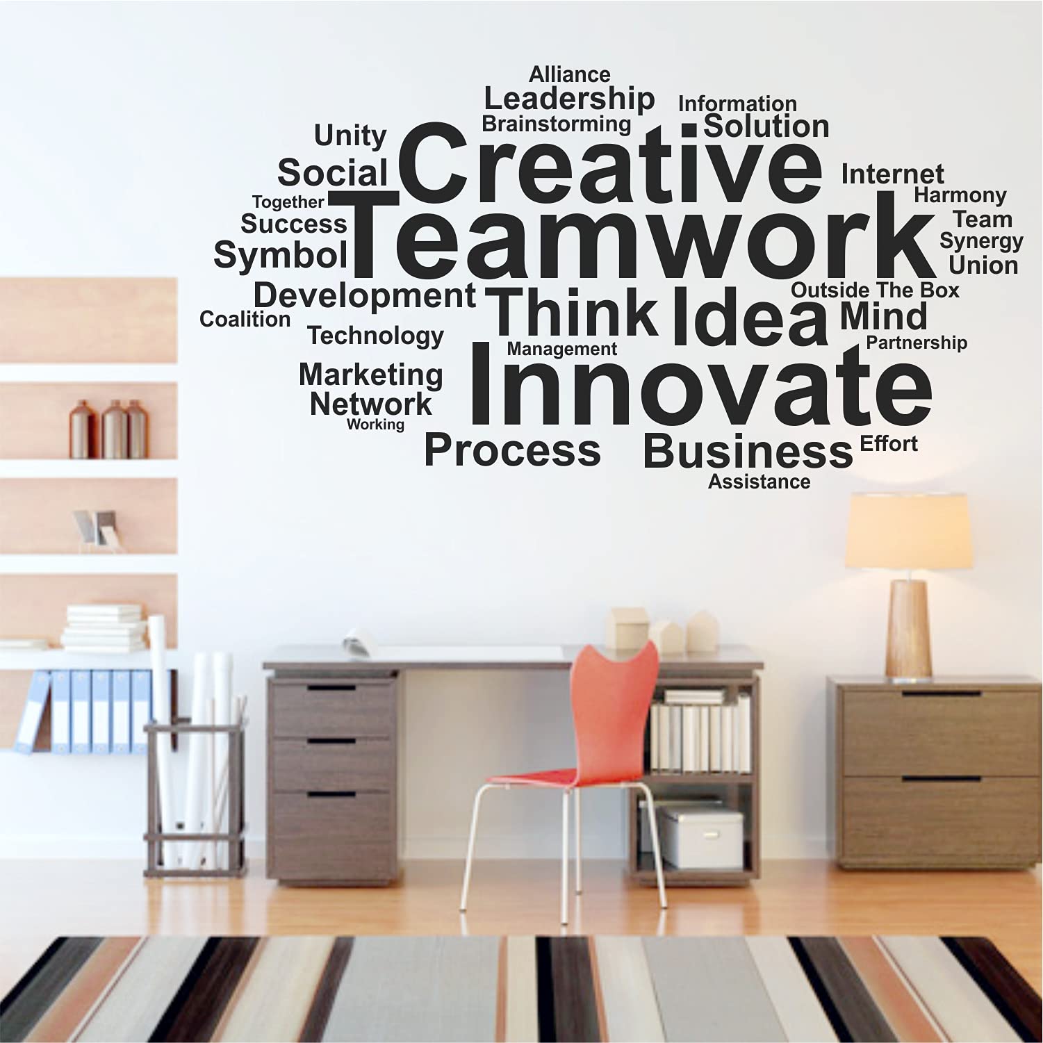 Stickme 'Team Work - Typography - Office - Inspirational - Motivational - Quotes - Wall Sticker ' -Sm616 (Pvc Vinyl - 130Cm X 70
