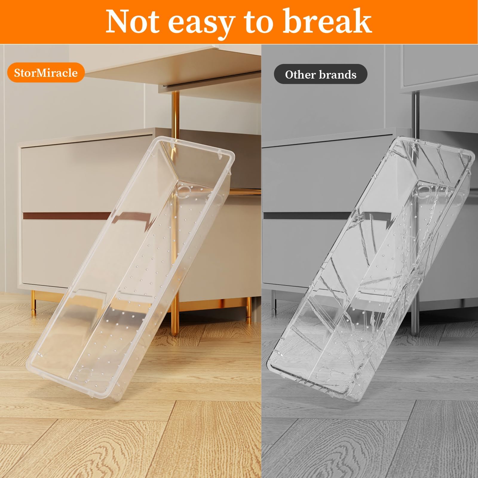 StorMiracle 32 PCS Clear Plastic Drawer Organizer Set, 4-Size vanity organizer Trays and Storage Bins for Makeup, Jewelry and Ga