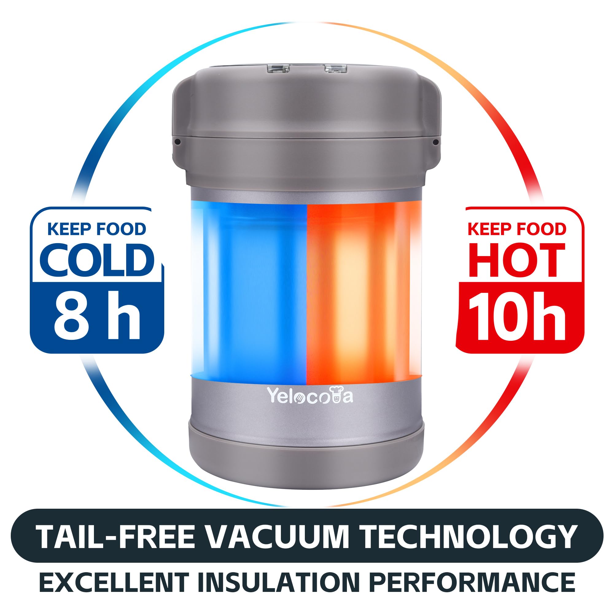 Thermos For Hot Food- 67 Ounce Wide Mouth Insulated Soup Container- 18/10 Stainless Steel Lunch Food Jar With 3 Tiers Leak-Proof
