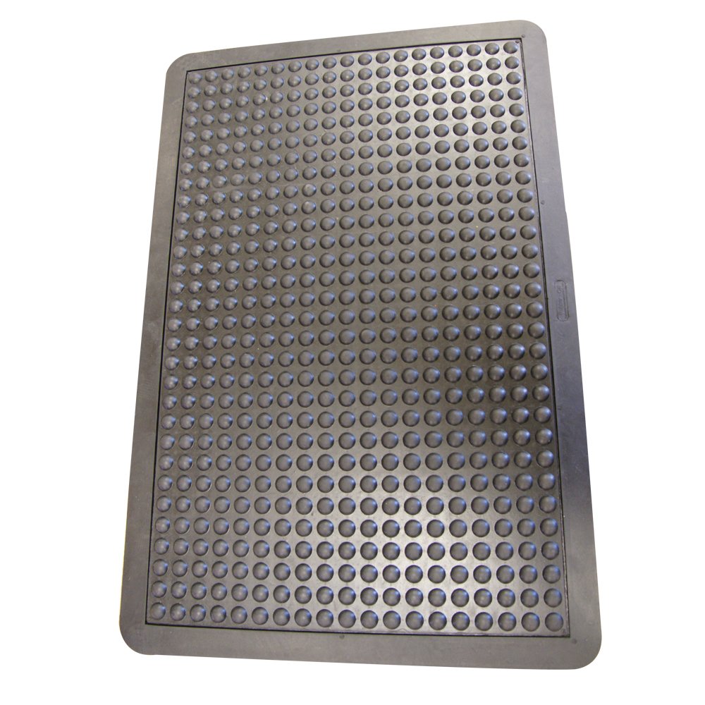 Rubber-Cal 03_184_Zwbk Bubble Top Anti-Fatigue Rubber Floor Mat, 5/8 X 2' X 3', Black Borders