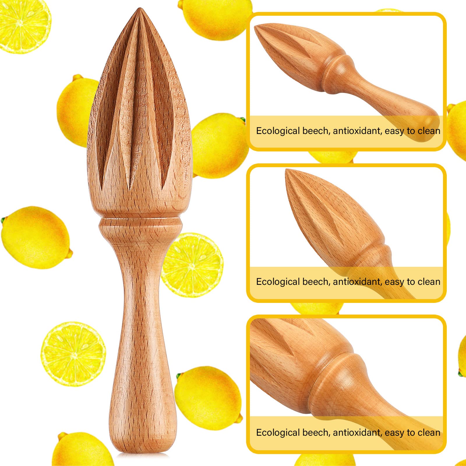 2 Pcs Wooden Citrus Reamer Lemon Hand Juicer Beech Wood Handheld Citrus Juicer Easy To Hold Kitchen Juicing Tool Manual Orange L