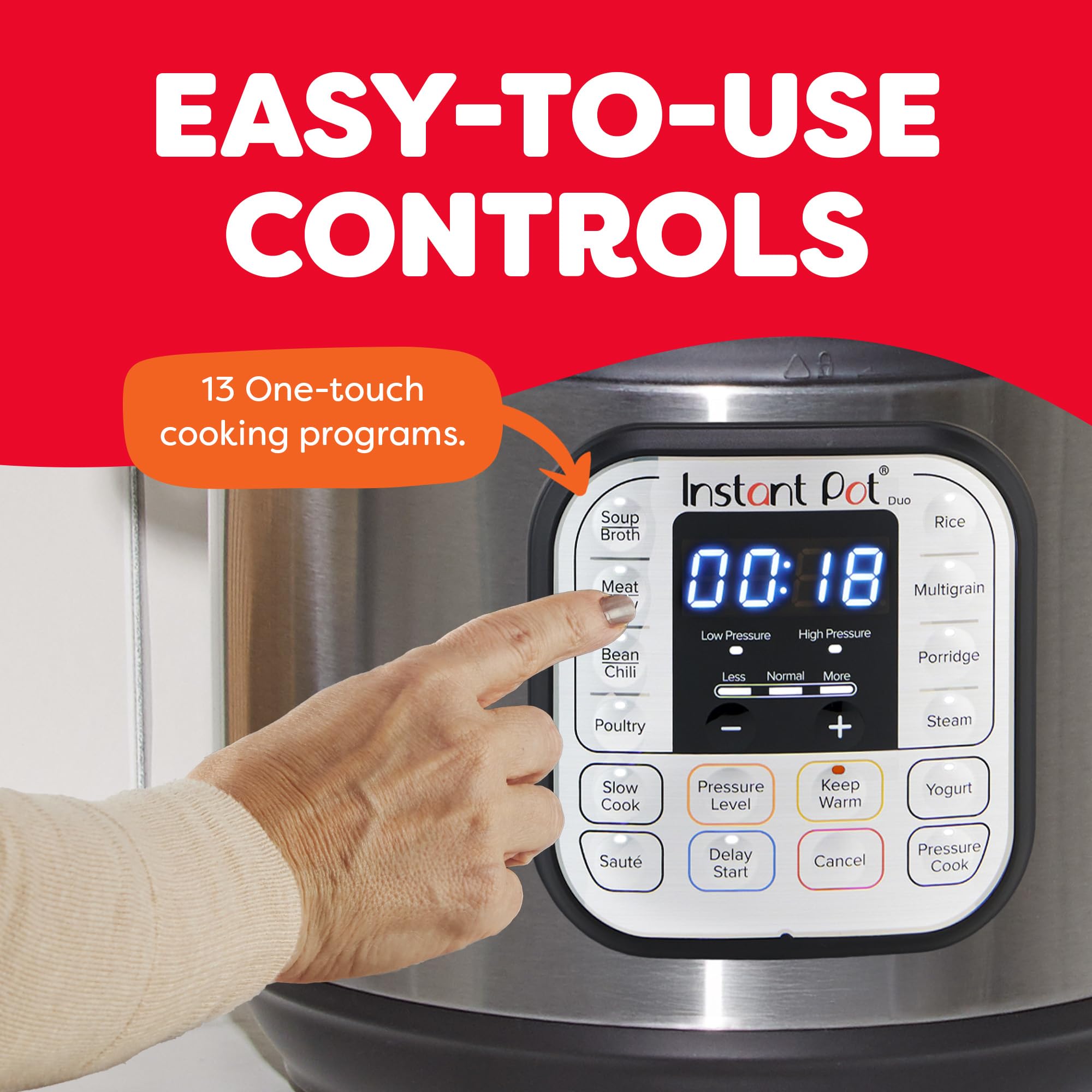Instant Pot Duo 7-in-1 Electric Pressure Cooker, 6 Quart Stainless Steel, Model DUO 60, Includes App with 800+ Recipes