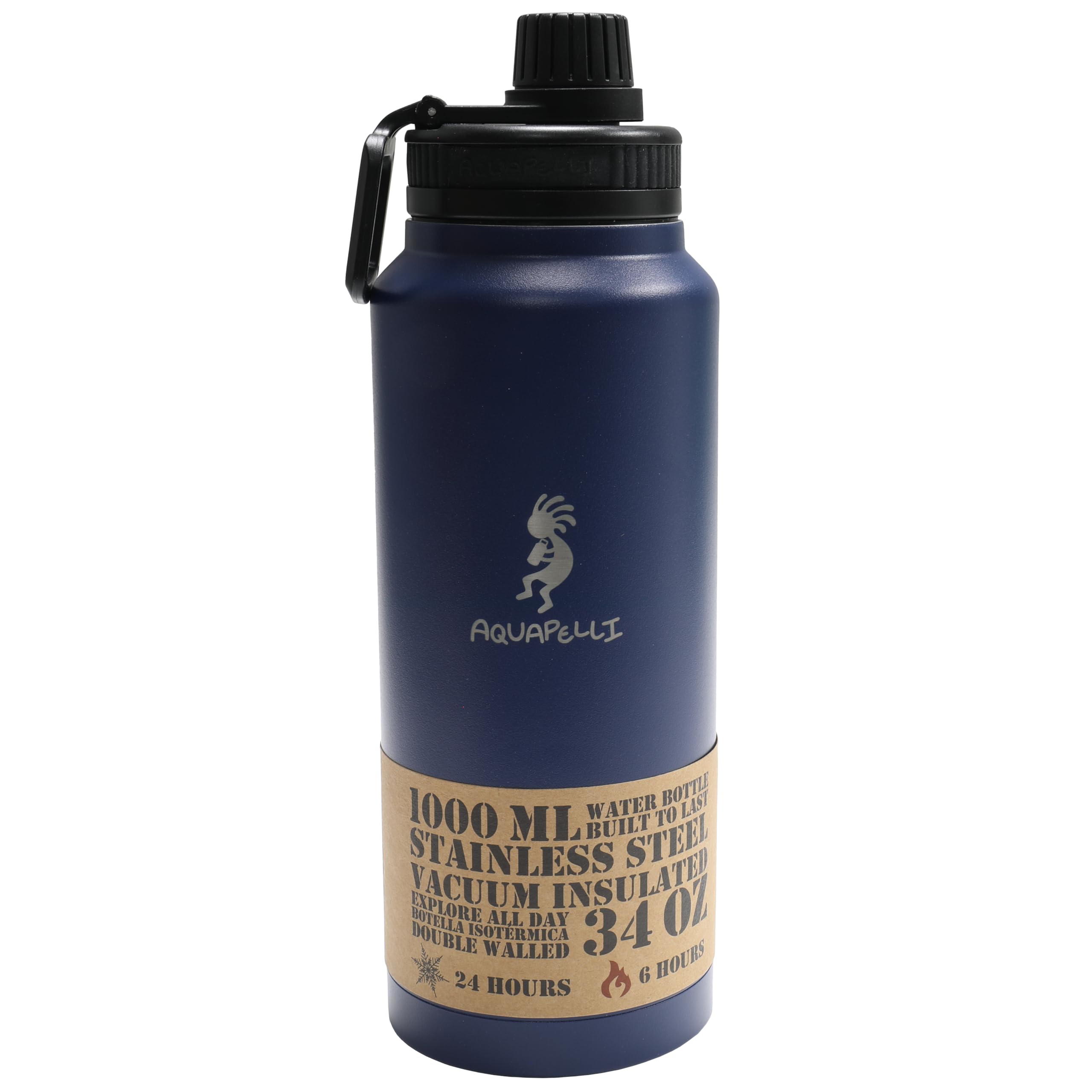 Aquapelli Water Bottle 34oz, Blueprint, Blue