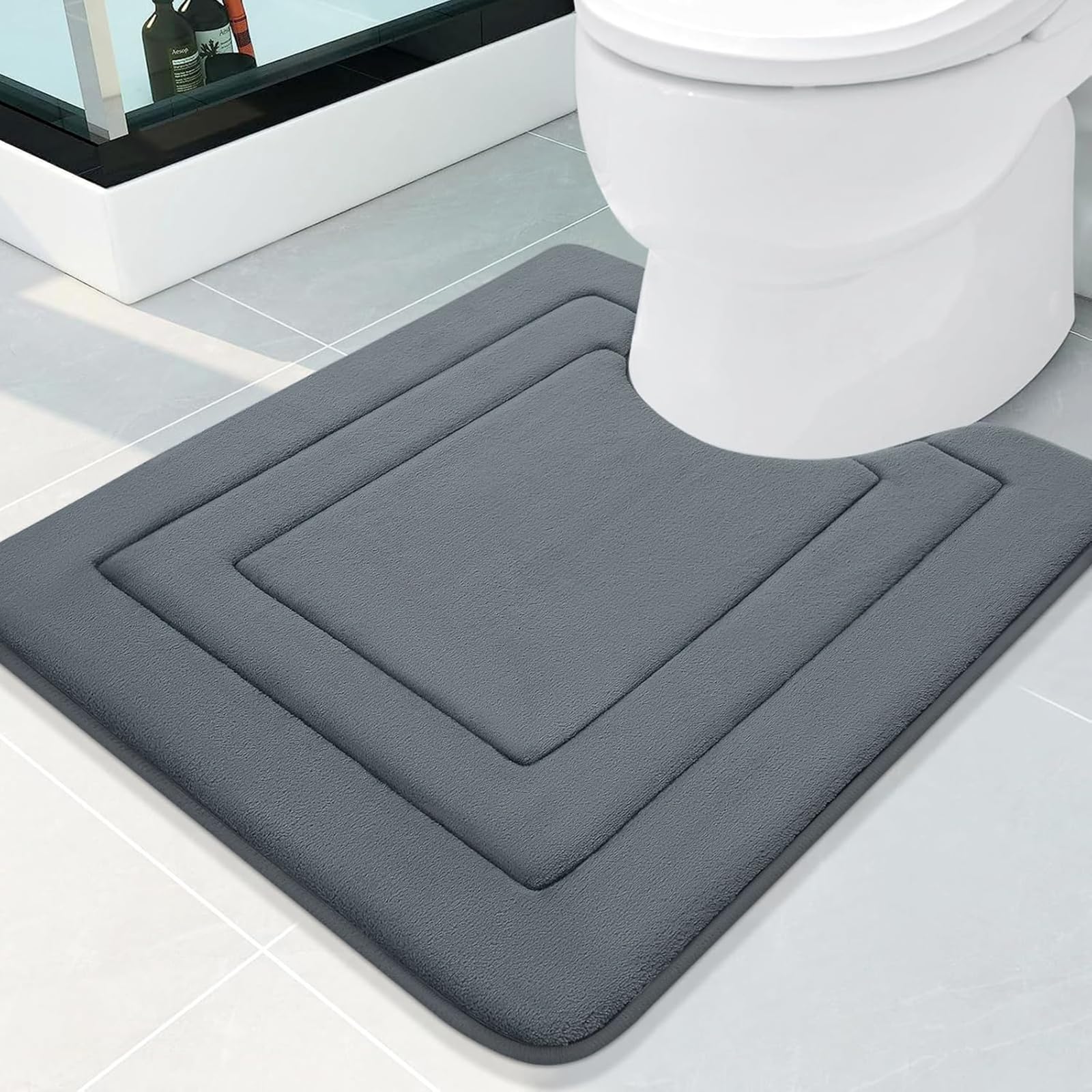 Arotive Memory Foam U-Shaped Toilet Rugs 24X20, Super Soft Absorbent Contoured Bathroom Rugs, Machine Washable Contour Bath Mats