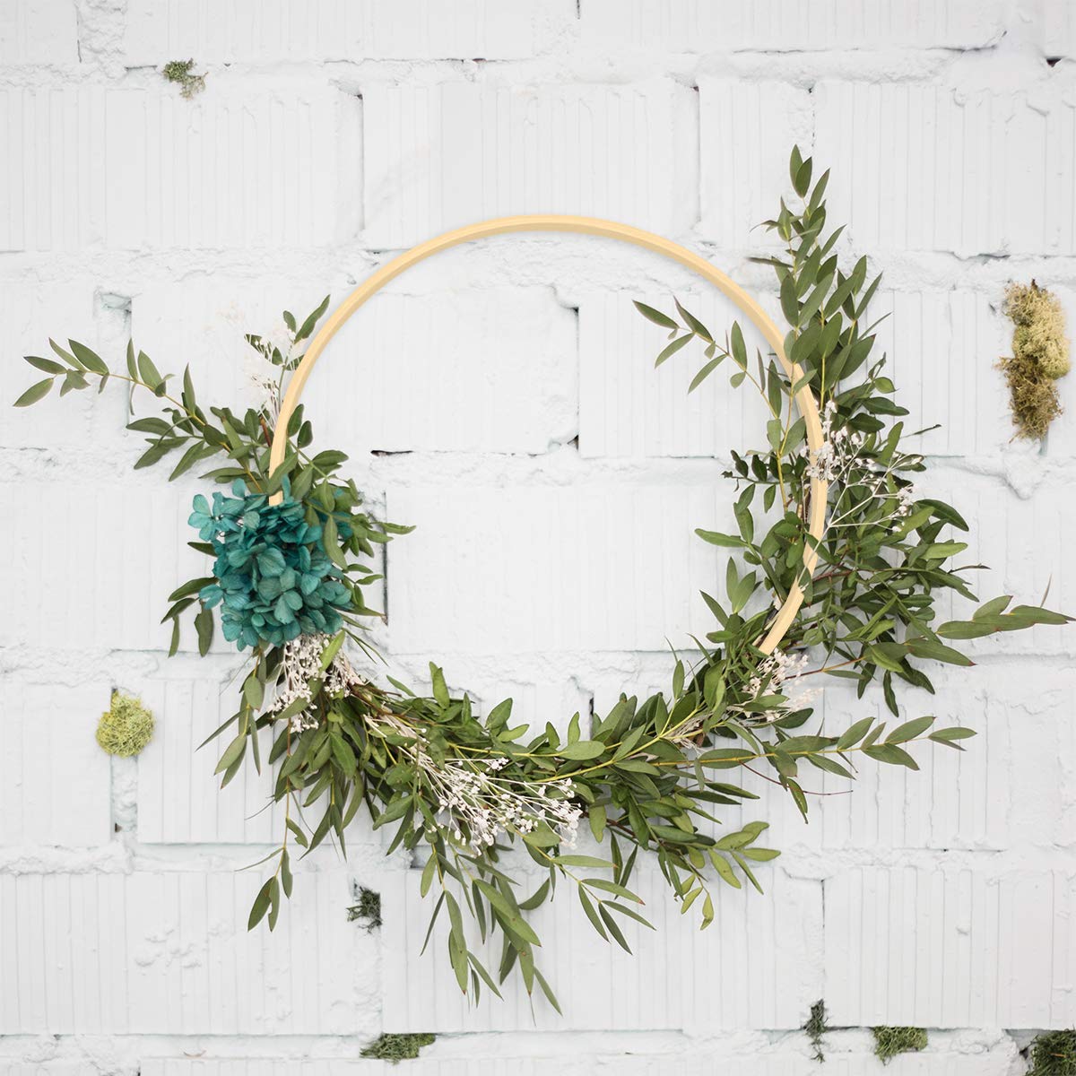 Worown 2pcs 12 Inch Wooden Bamboo Floral Hoops Wreath Rings for Making Wedding Wreath Decor and Wall Hanging craft